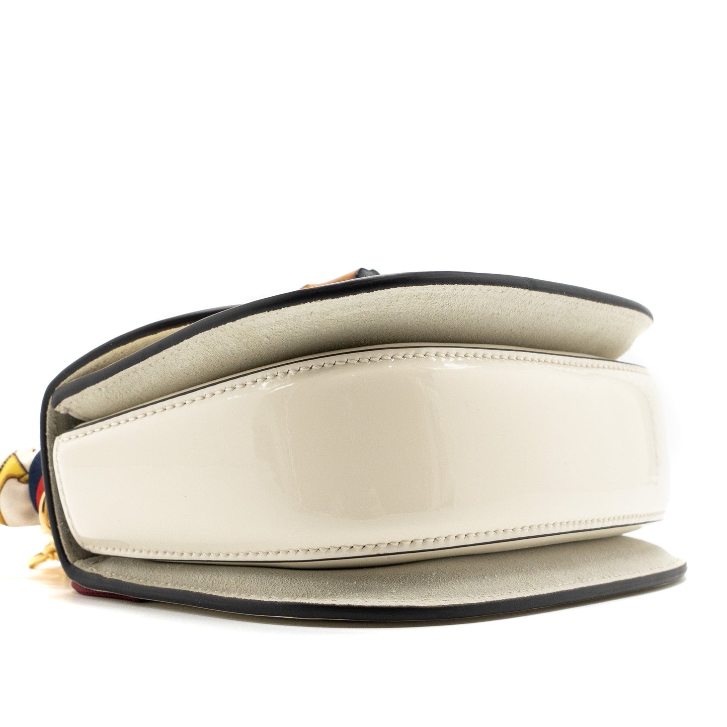 Gucci Bamboo 1947 Mini Top Handle Bag Patent Leather White
