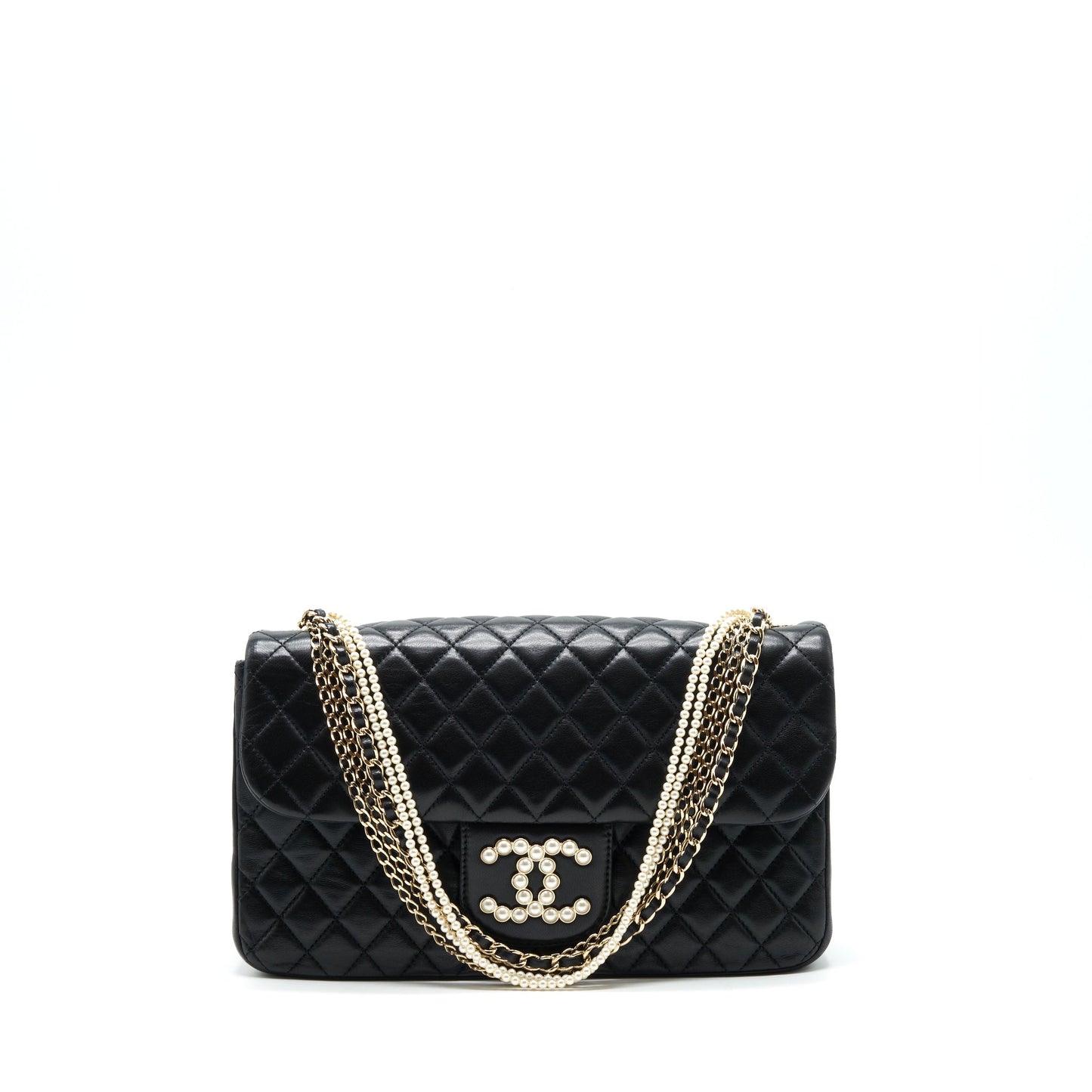 Chanel Westminster Pearl Shoulder Bag Lambskin Black