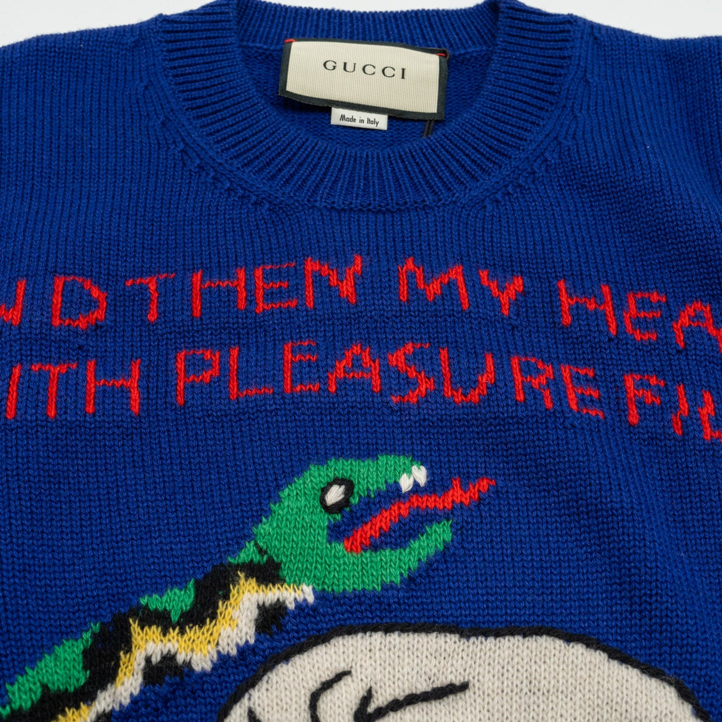 Gucci Size S Narcissus Poem Skull Sweater Wool/Cotton Purple/Multicolour