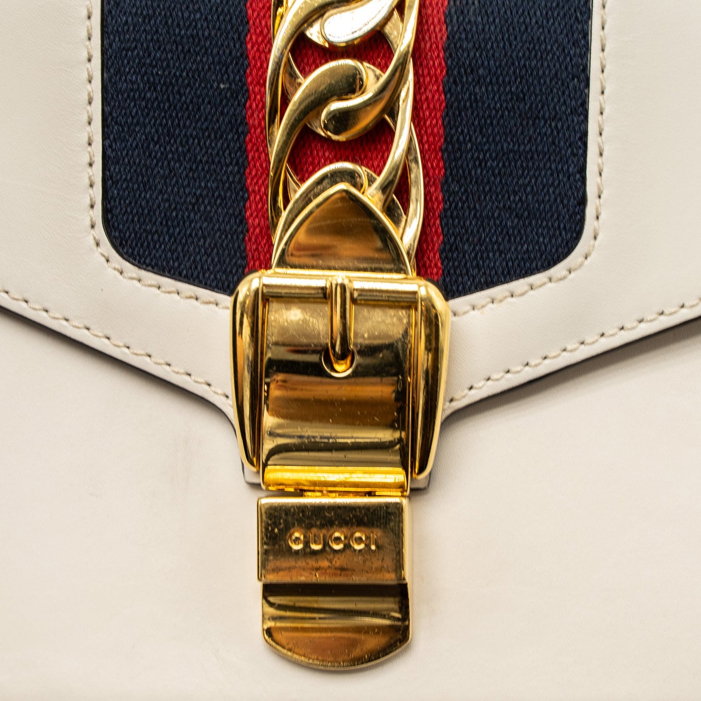 Gucci Mini Sylvie Chain Bag Calfskin White/Multicolour