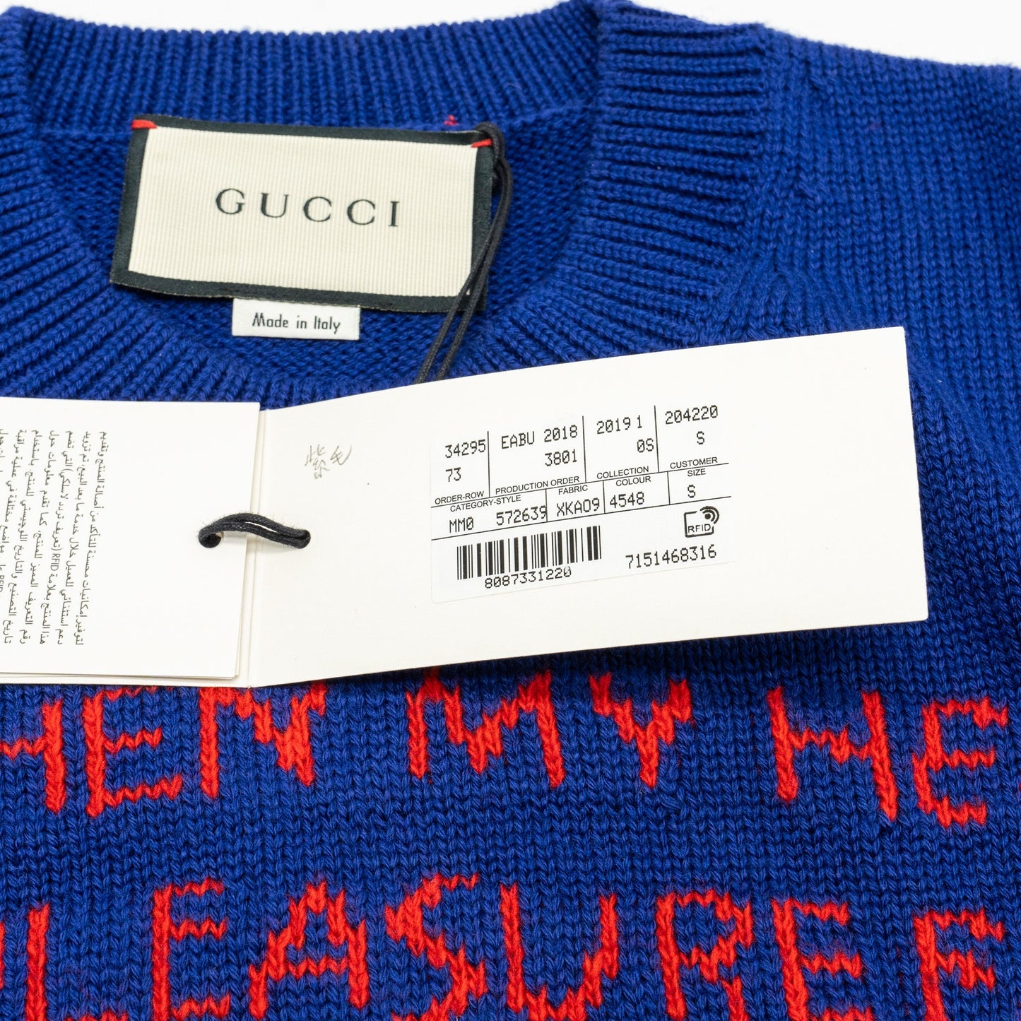 Gucci Size S Narcissus Poem Skull Sweater Wool/Cotton Purple/Multicolour