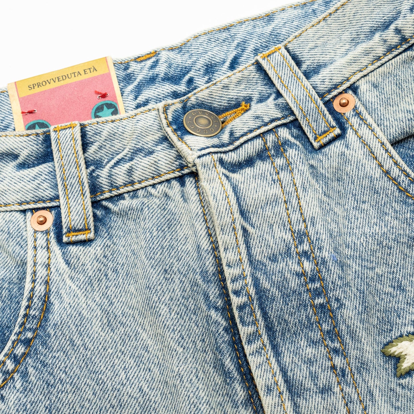 Gucci Size 26 Gucci Symbol Embroidered Denim Jeans Cotton Blue