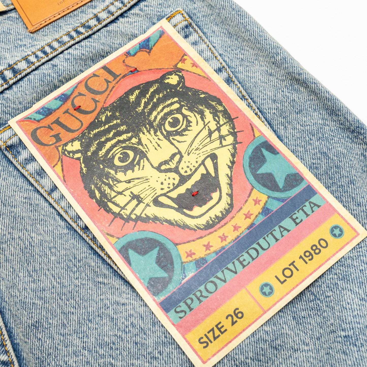 Gucci Size 26 Gucci Symbol Embroidered Denim Jeans Cotton Blue