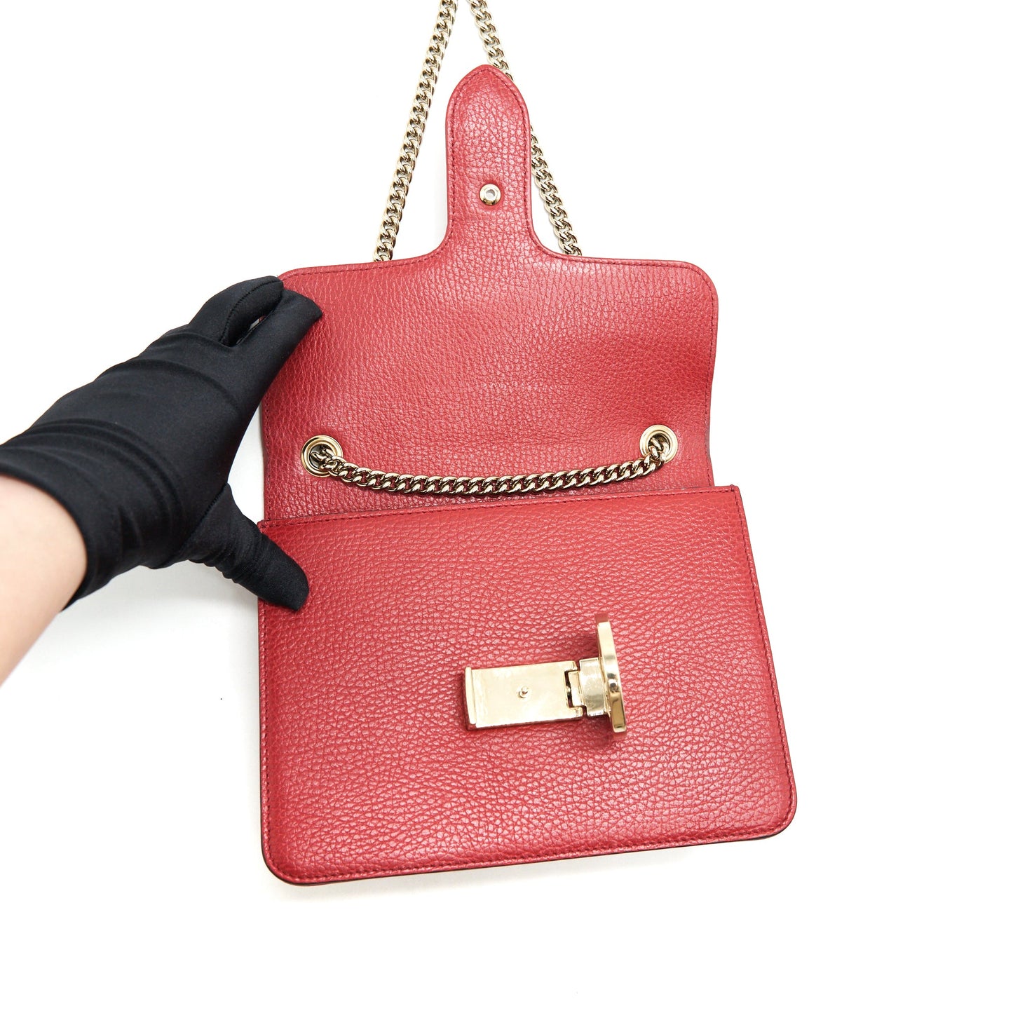 Gucci GG Interlocking Small Chain crossbody Bag Red with L