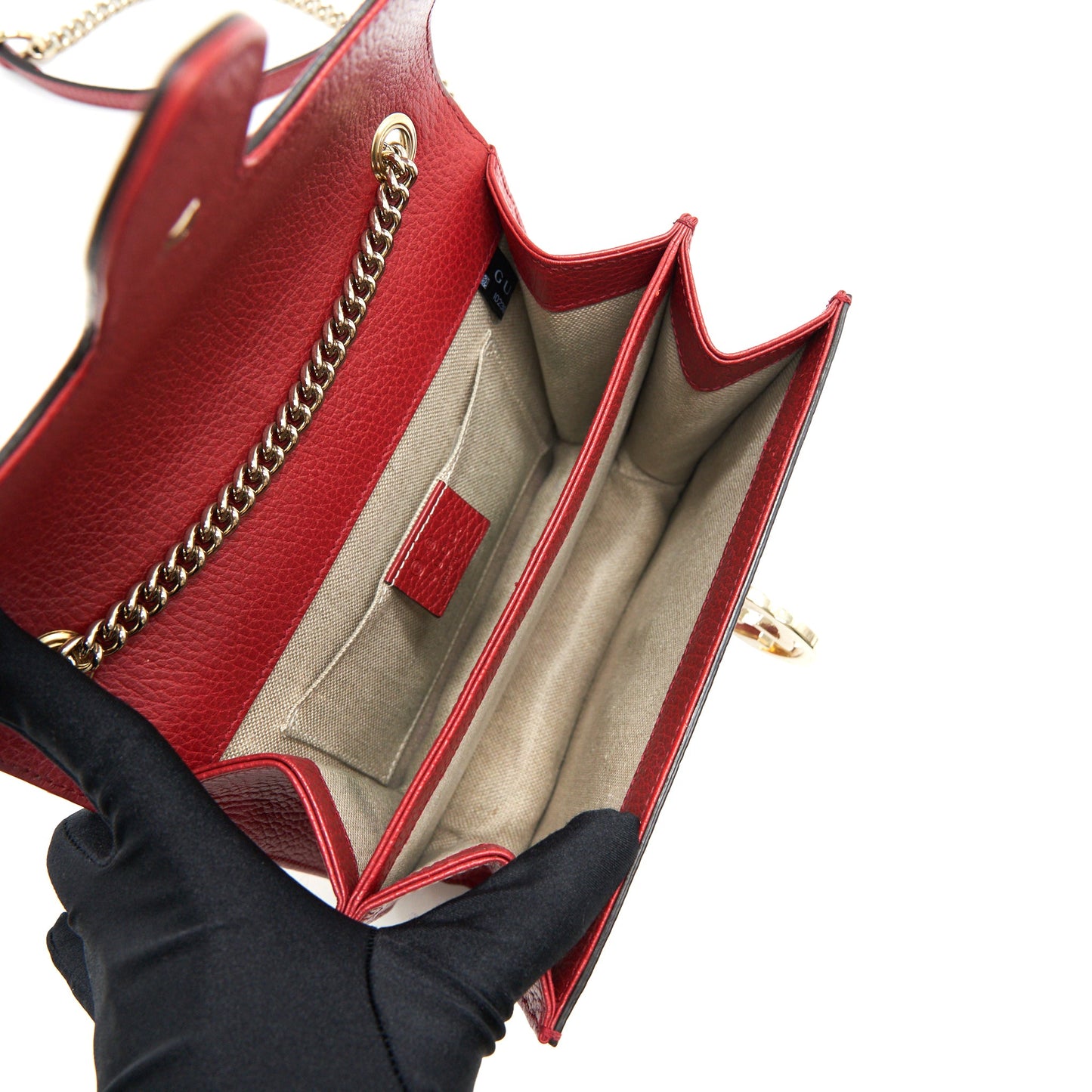 Gucci GG Interlocking Small Chain crossbody Bag Red with L