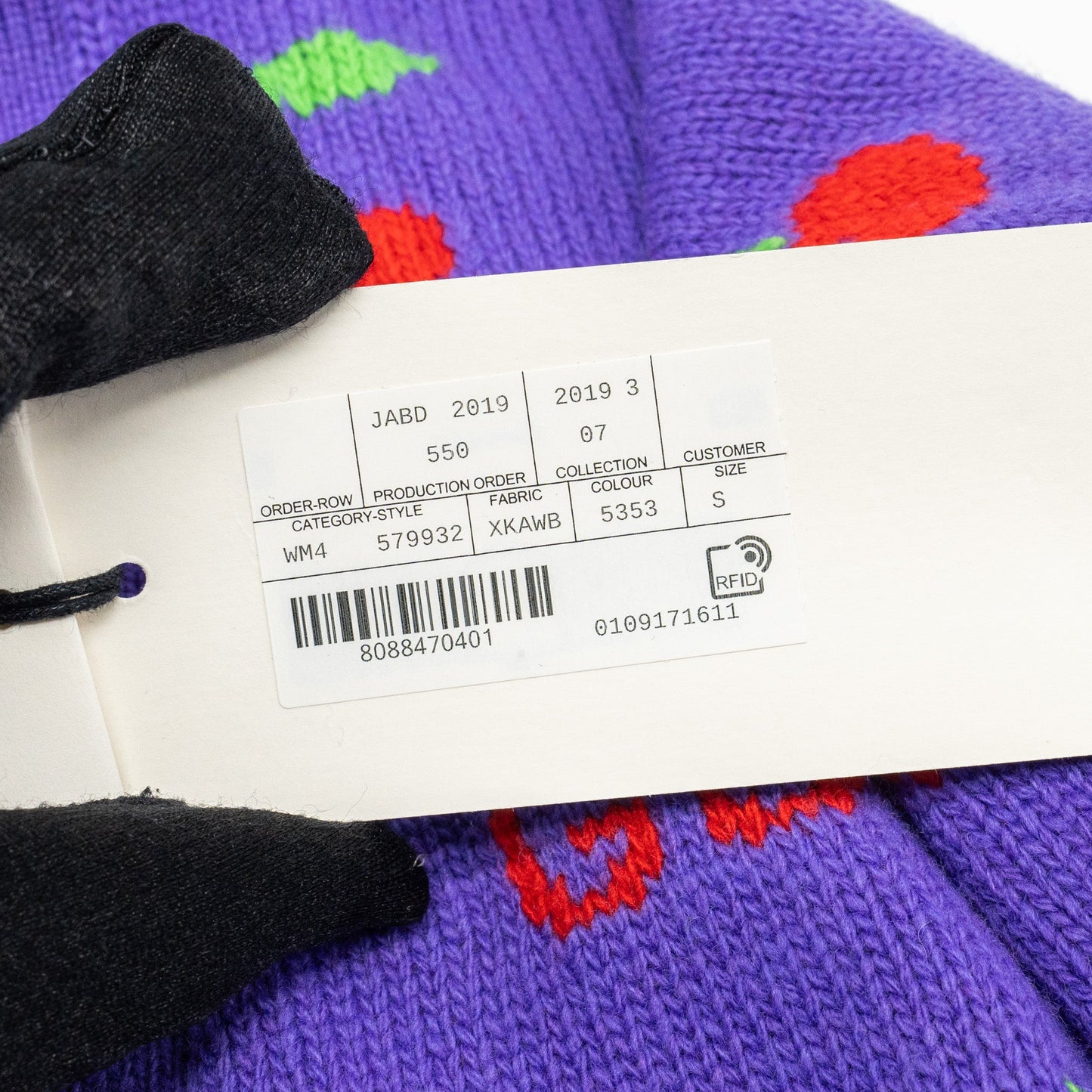Gucci Size S GG Cherry Intarsia Knit Cardigan Wool Purple