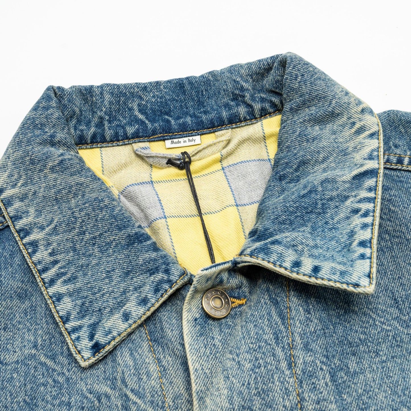 Gucci Size 46 Embroidered NY Logo Limited Edition Denim Jacket Cotton Blue