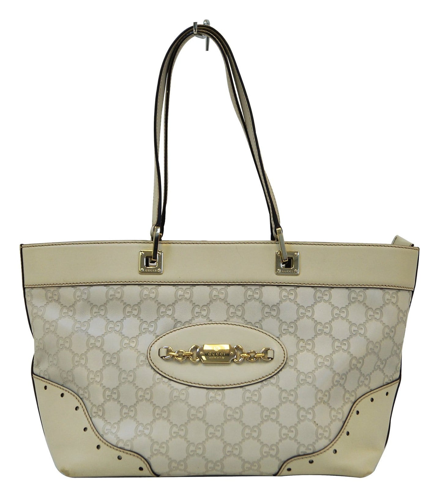 Gucci 145993 Cream Guccissima Leather Gold-tone Tote Shoulder Bag