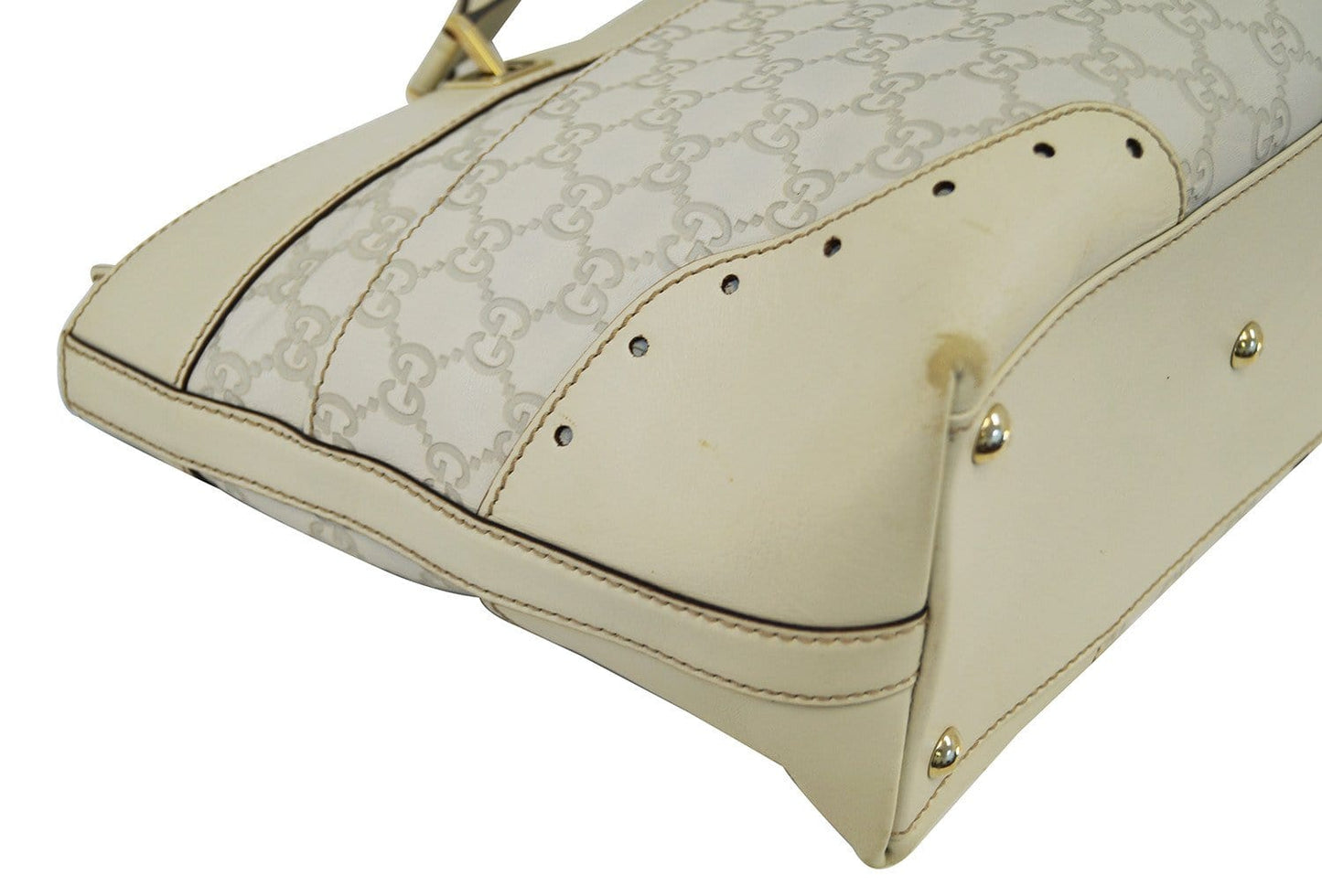 Gucci 145993 Cream Guccissima Leather Gold-tone Tote Shoulder Bag