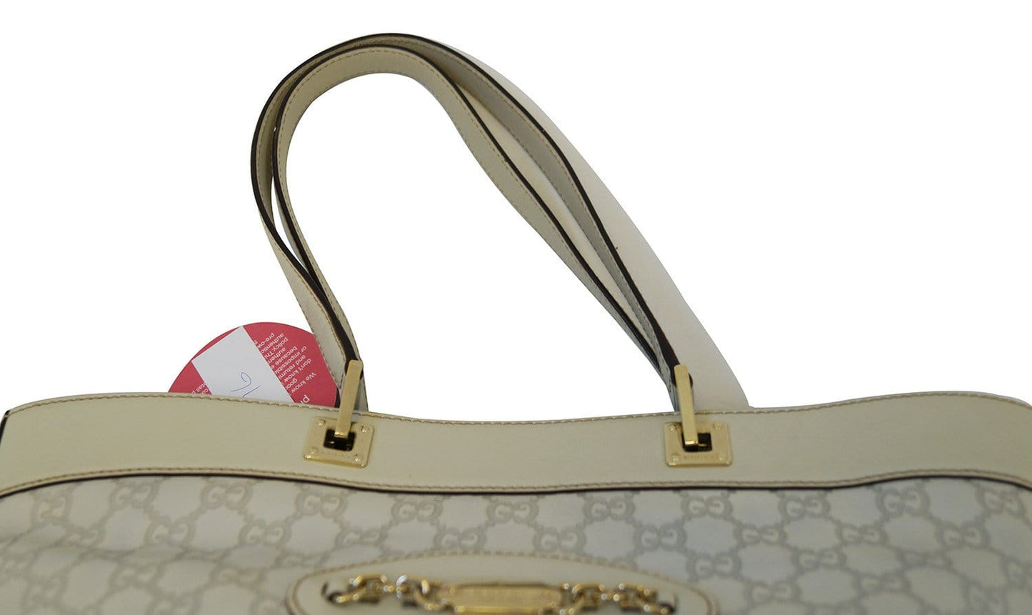 Gucci 145993 Cream Guccissima Leather Gold-tone Tote Shoulder Bag