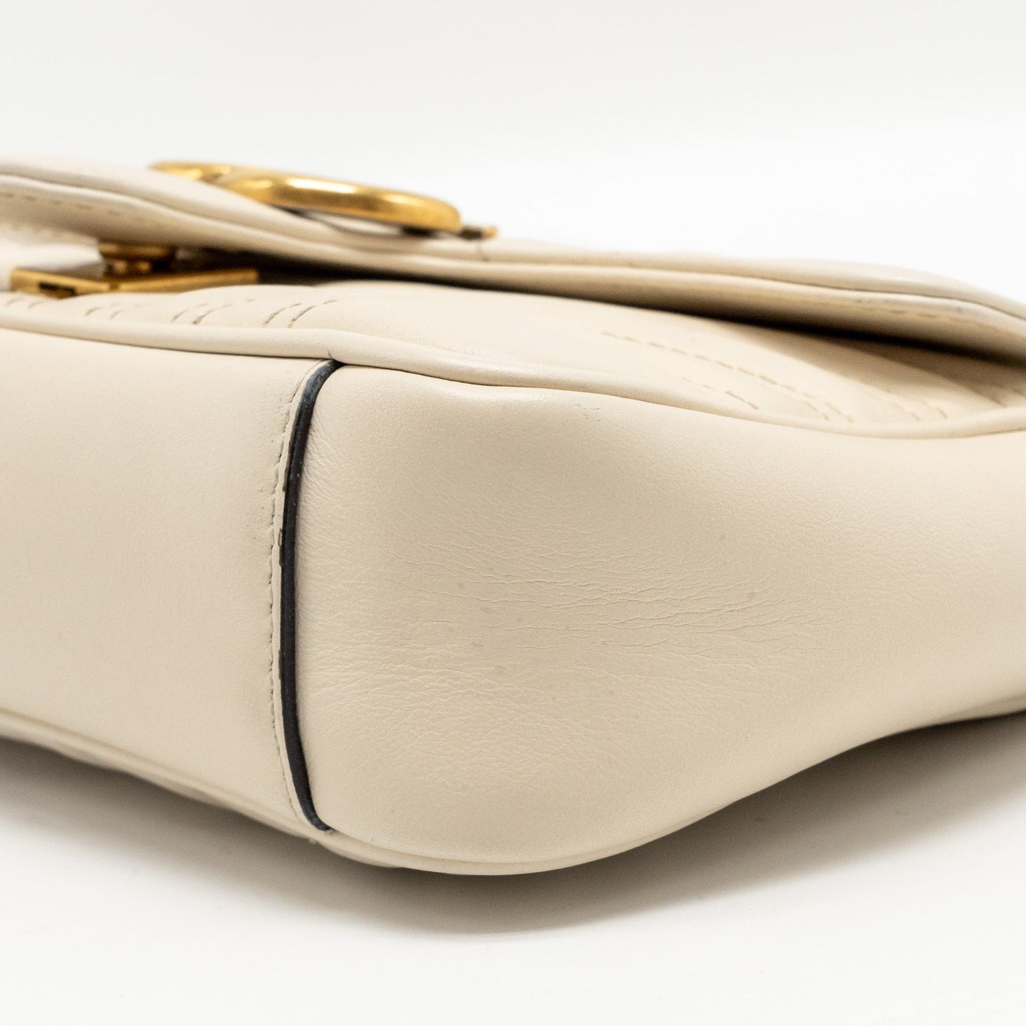 Gucci Mini GG Marmont Shoulder Bag Calfskin White