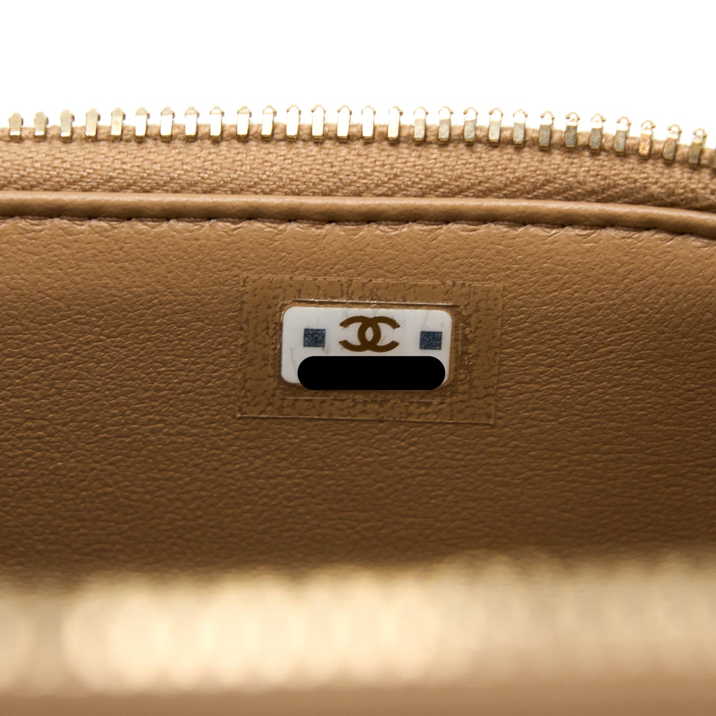 Chanel 22K Gold Pillar Adjustable Chain Long Vanity Lambskin Beige Brushed (Microchip)