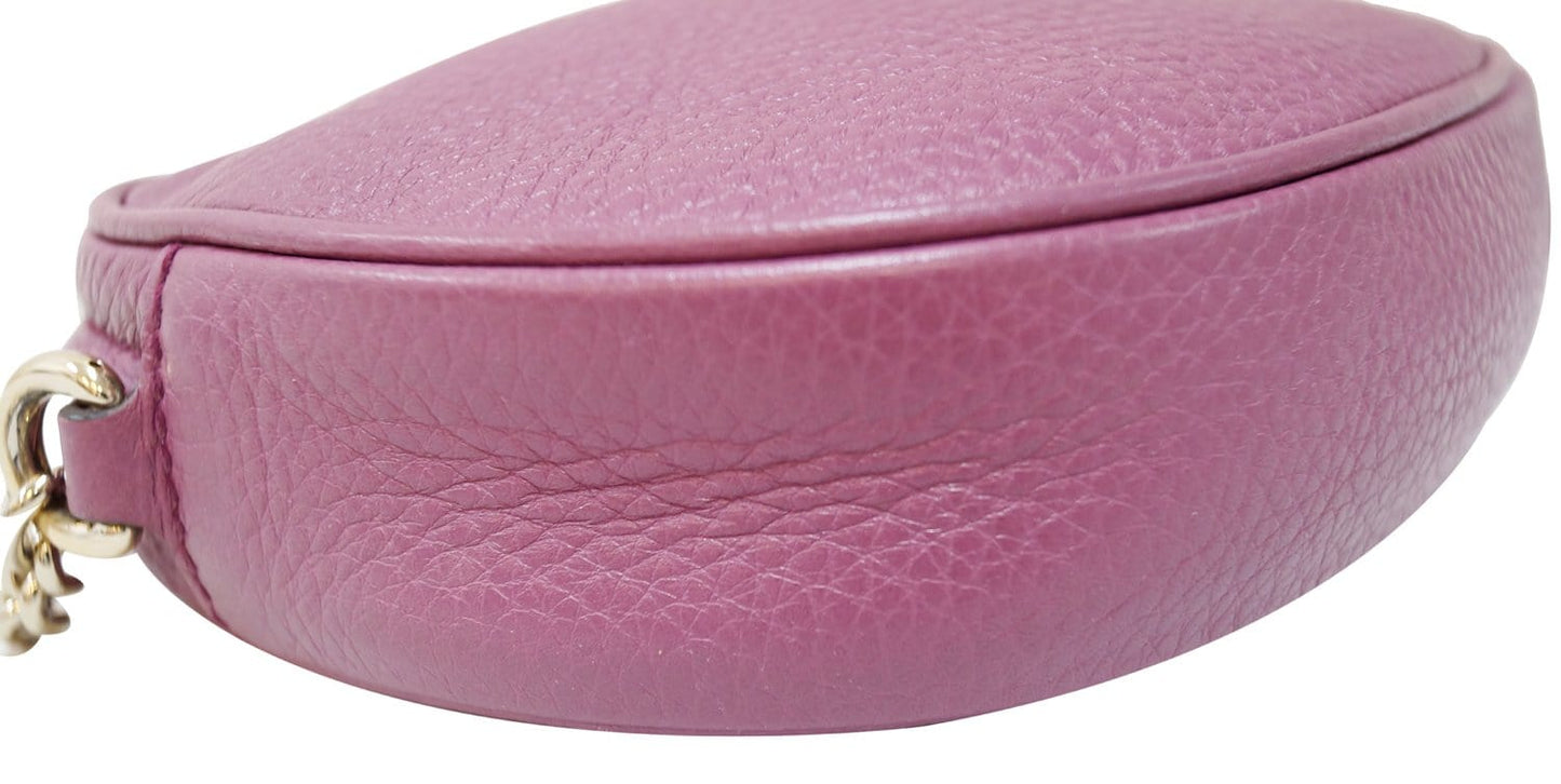 GUCCI Purple Leather Soho Disco Mini Chain Crossbody Bag