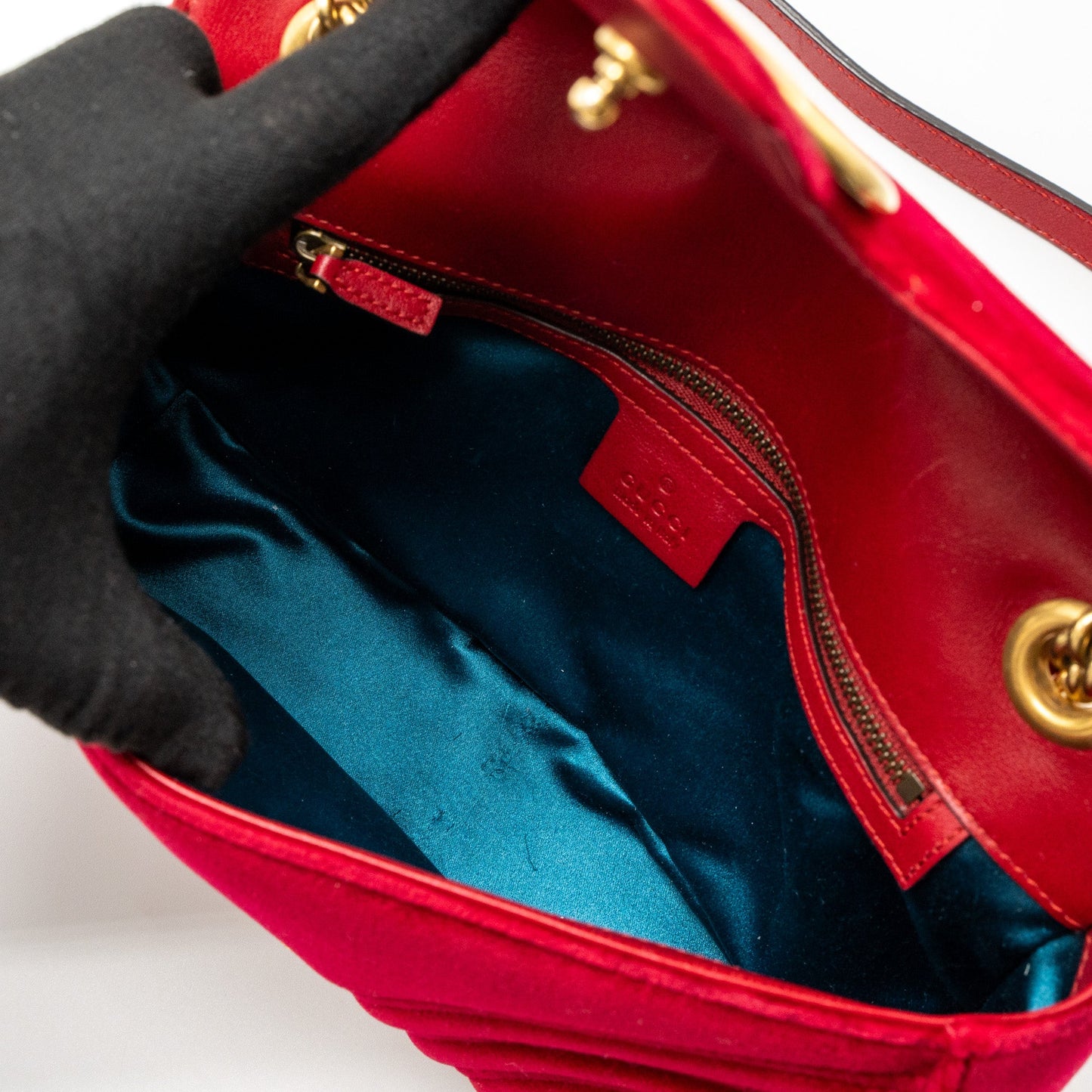 Gucci Small GG Marmont Bag Velvet Red Brushed
