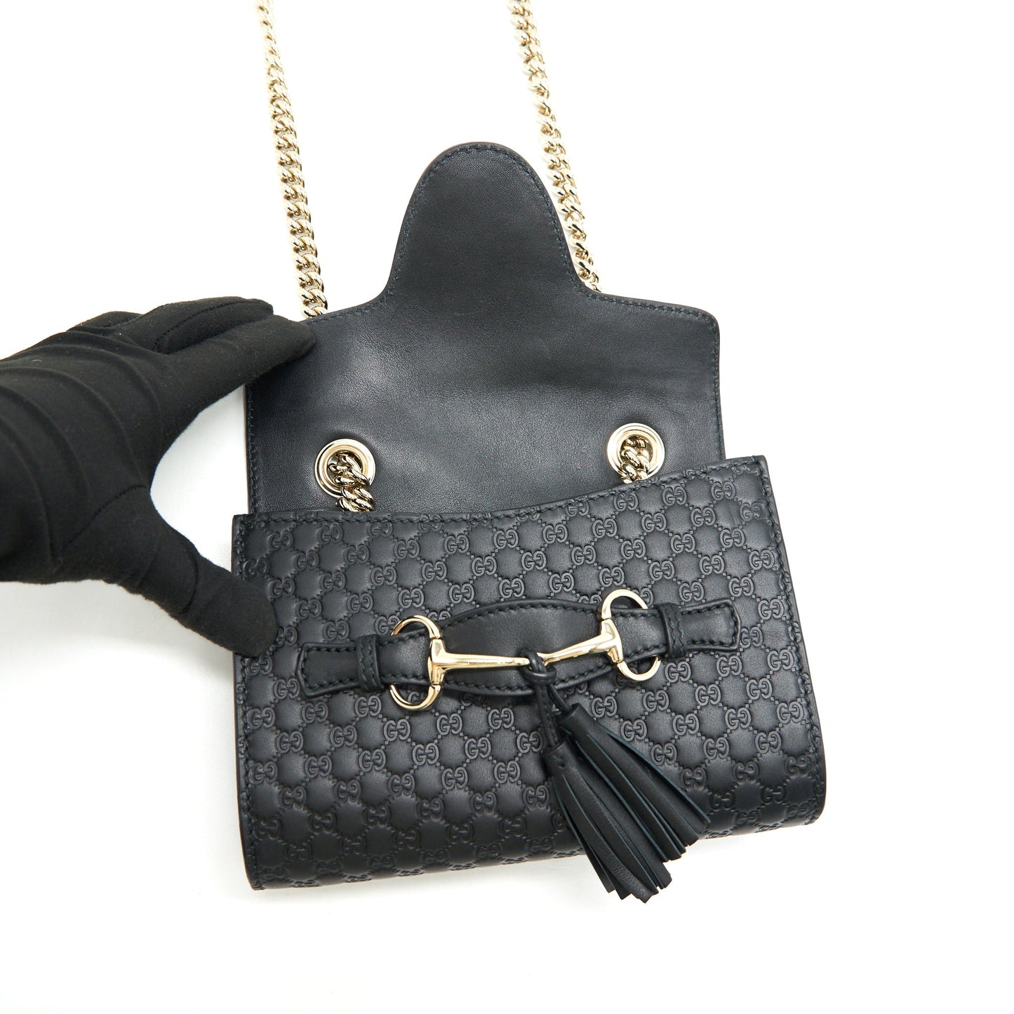 Gucci Emily Guccissima Mini Leather Shoulder Bag Black