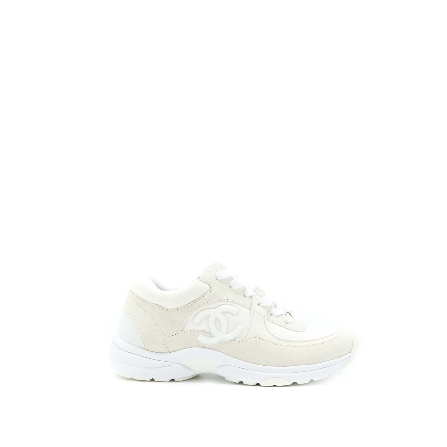 Chanel Size 37.5 22K CC Logo Sneaker White
