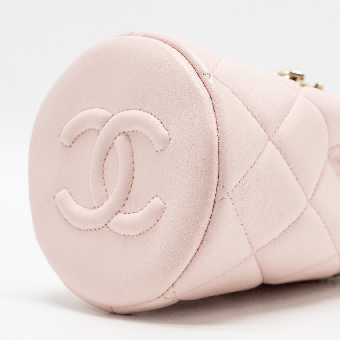 Chanel Mini Drawstring Bucket Bag Lambskin Pink L