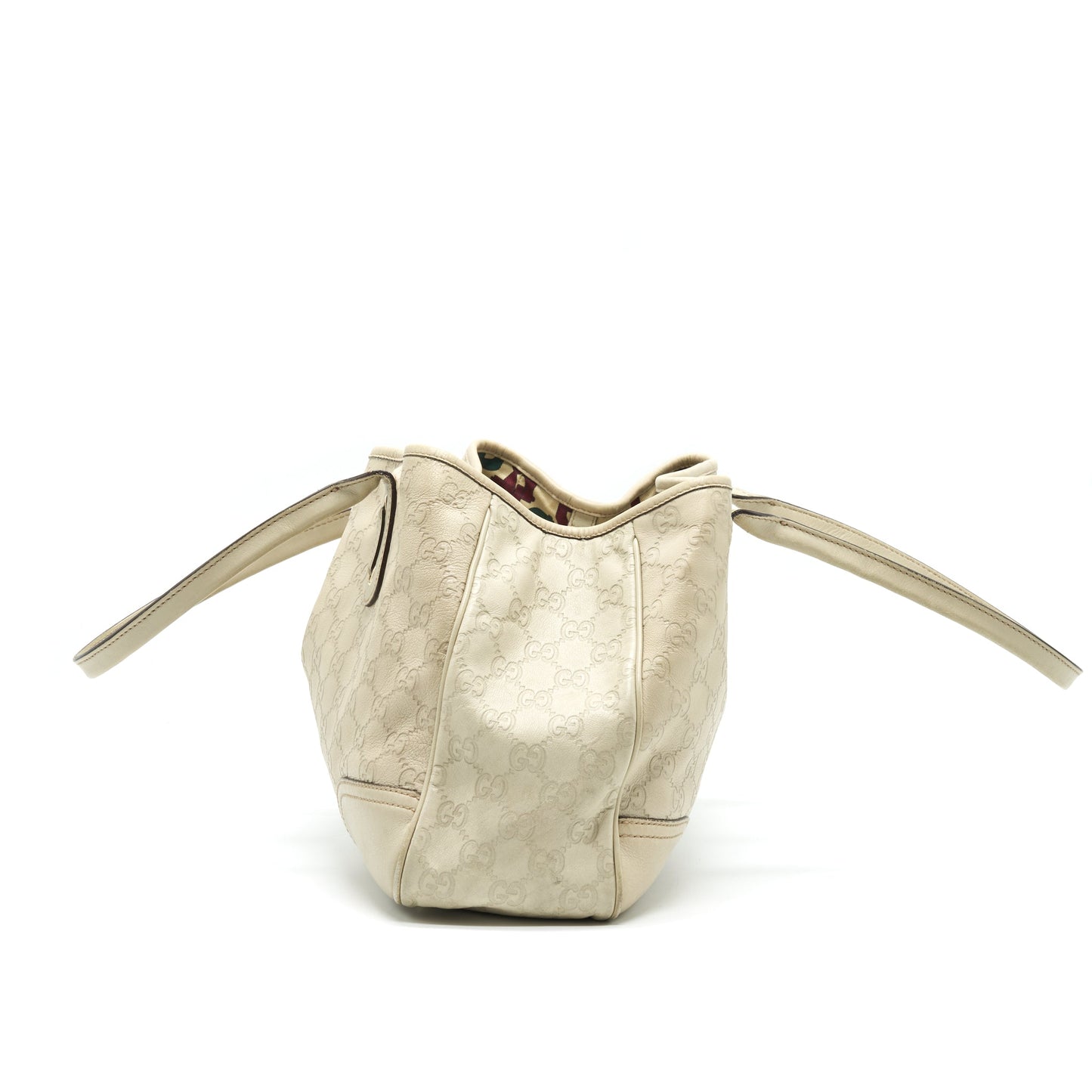 Gucci Monogram Leather Shopping Tote Bag Creamy Beige