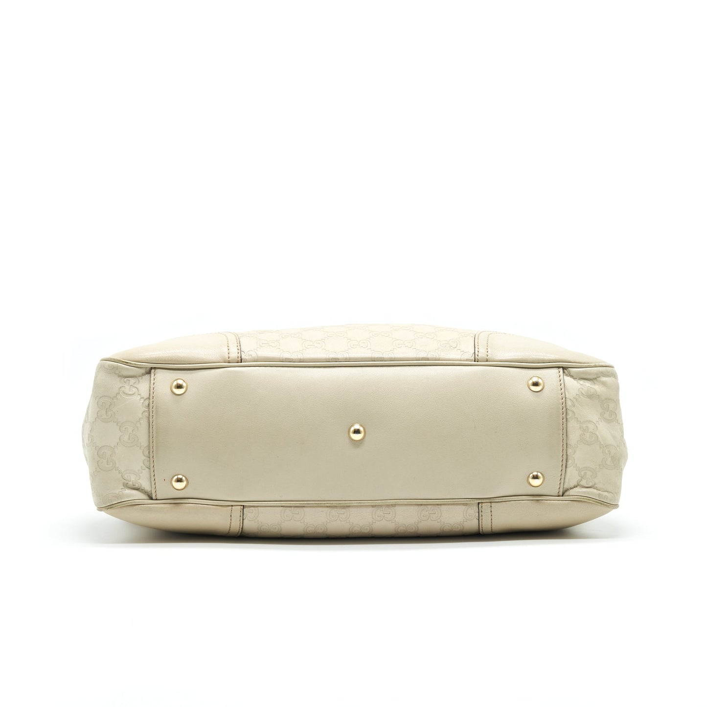 Gucci Monogram Leather Shopping Tote Bag Creamy Beige