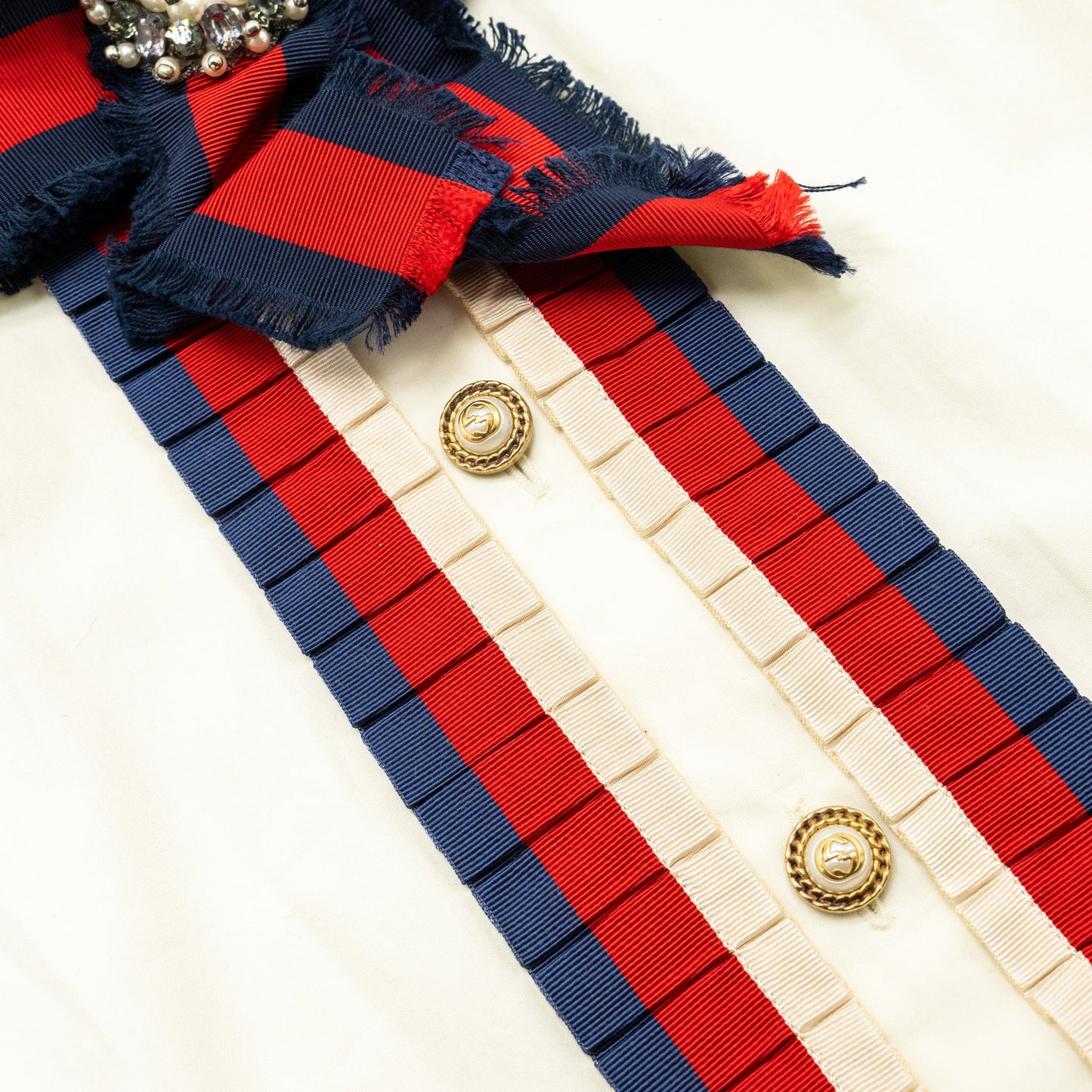 Gucci size 40 cotton poplin shirt / top white/ multicolor