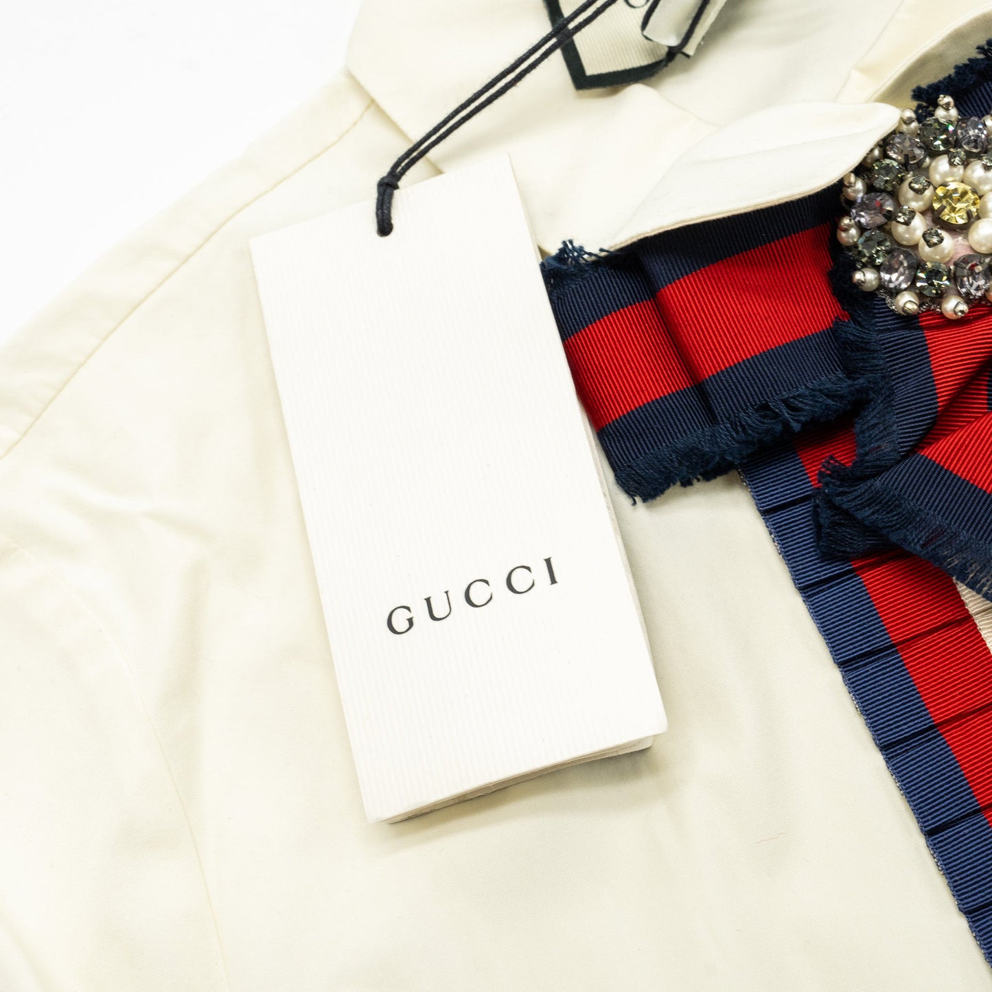 Gucci size 40 cotton poplin shirt / top white/ multicolor