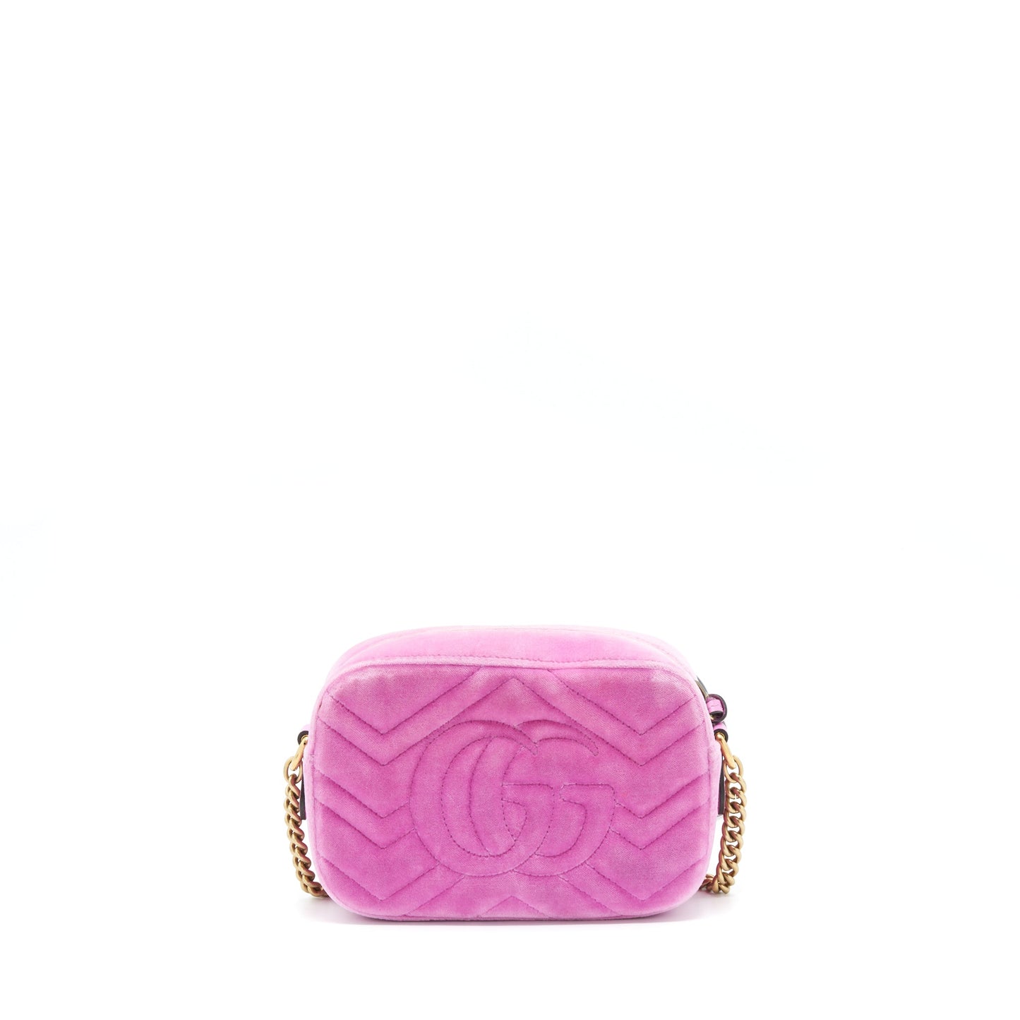 Gucci GG Marmont Camera Bag Velvet Pink With Crystal