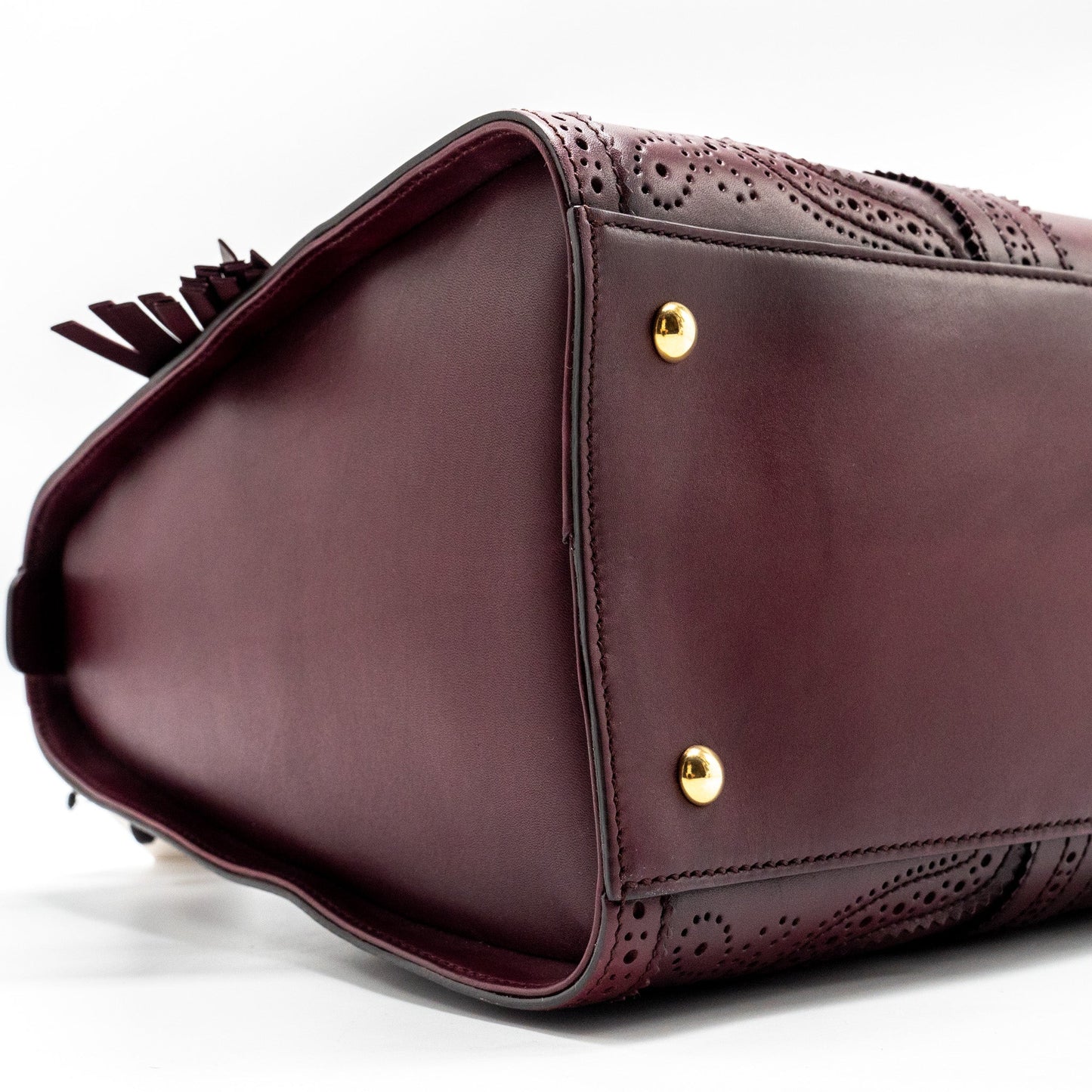 Gucci Vintage Duilio Brogue Boston Bag Calfskin Burgundy