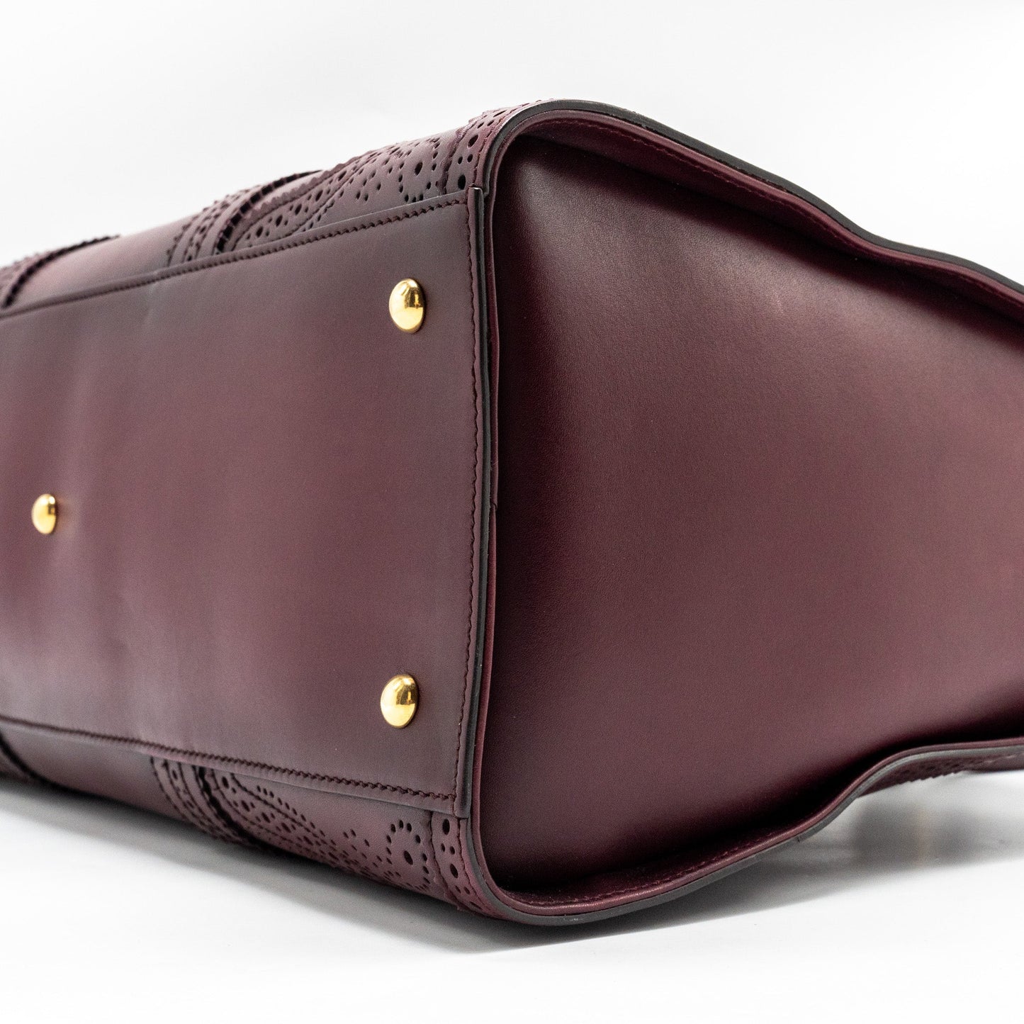 Gucci Vintage Duilio Brogue Boston Bag Calfskin Burgundy
