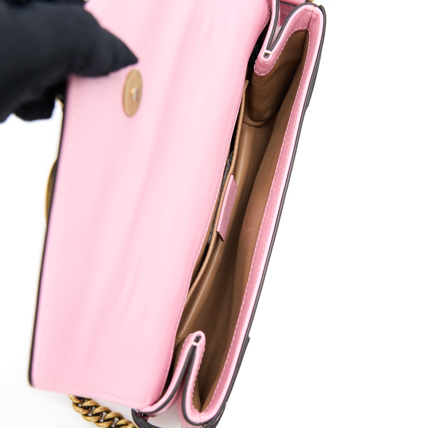 Gucci Pearl Studded Mini Broadway Bee Shoulder Bag Pink