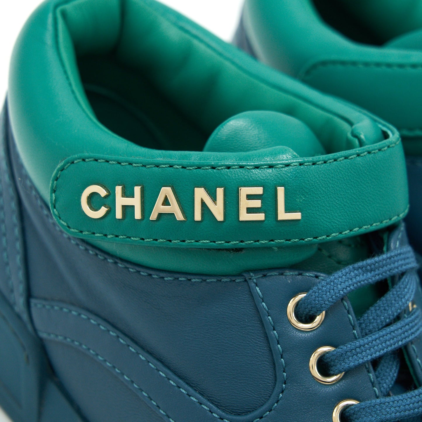 Chanel Sneakers Size 37 In Blue Green