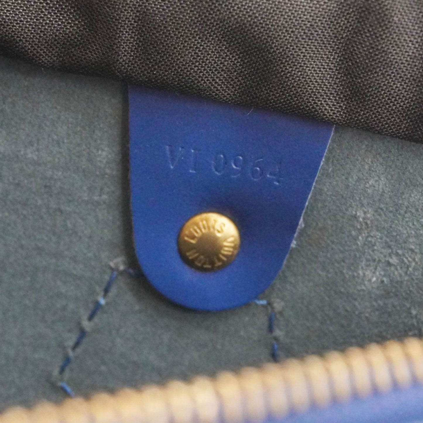 LOUIS VUITTON Speedy Epi Leather Satchel Bag Blue