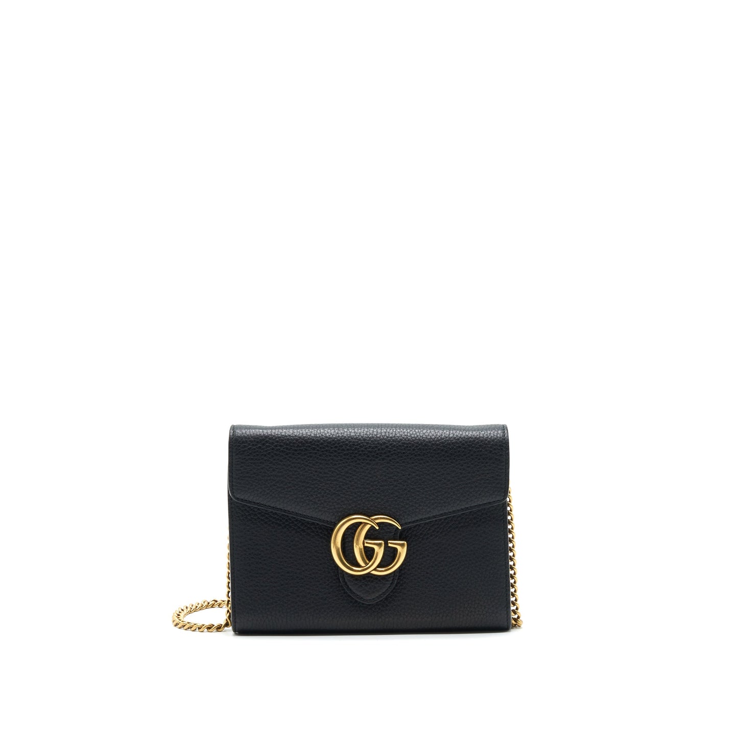 Gucci Grained Calfskin GG Logo Wallet on Chain with