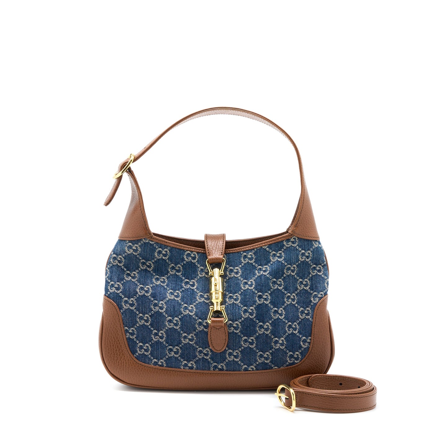 Gucci Jackie 1961 Small Shoulder Bag Denim/Leather Blue/Brown