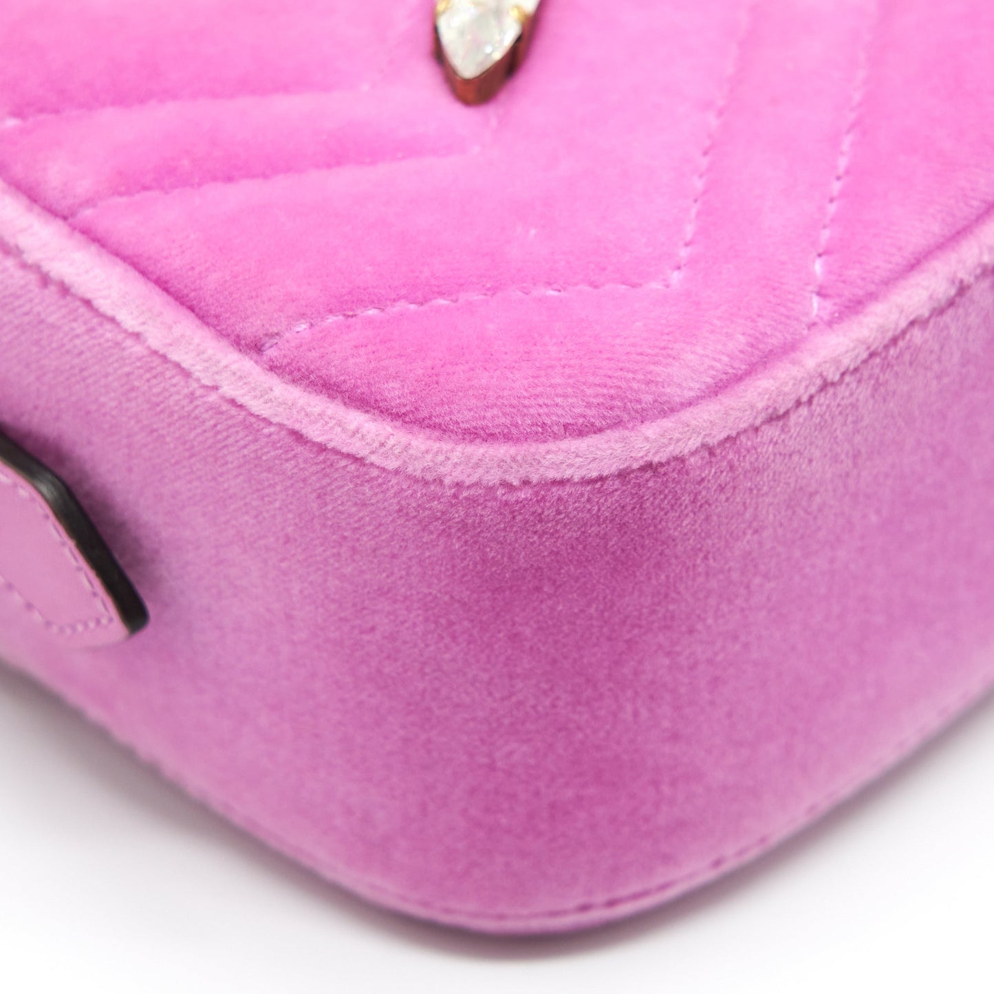 Gucci GG Marmont Camera Bag Velvet Pink With Crystal