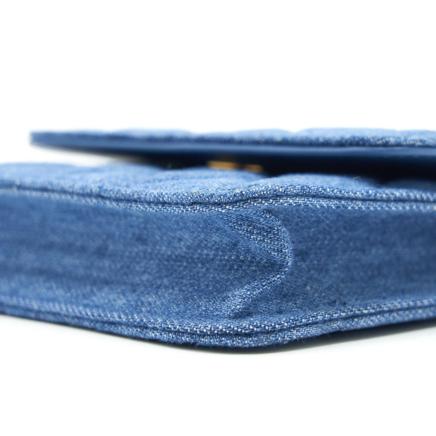 Chanel pearl crush mini flap belt bag denim