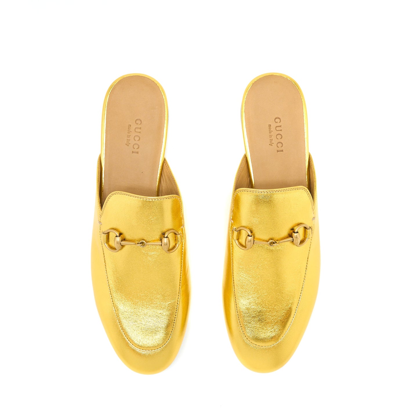 Gucci Size 38 Princetown Slipper Gold With