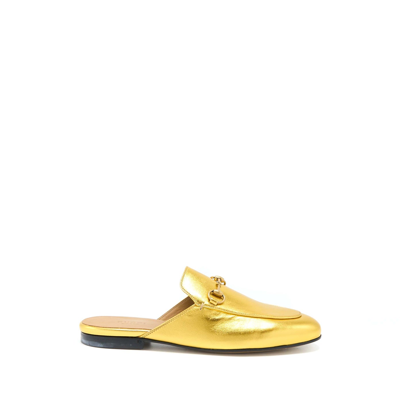 Gucci Size 38 Princetown Slipper Gold With