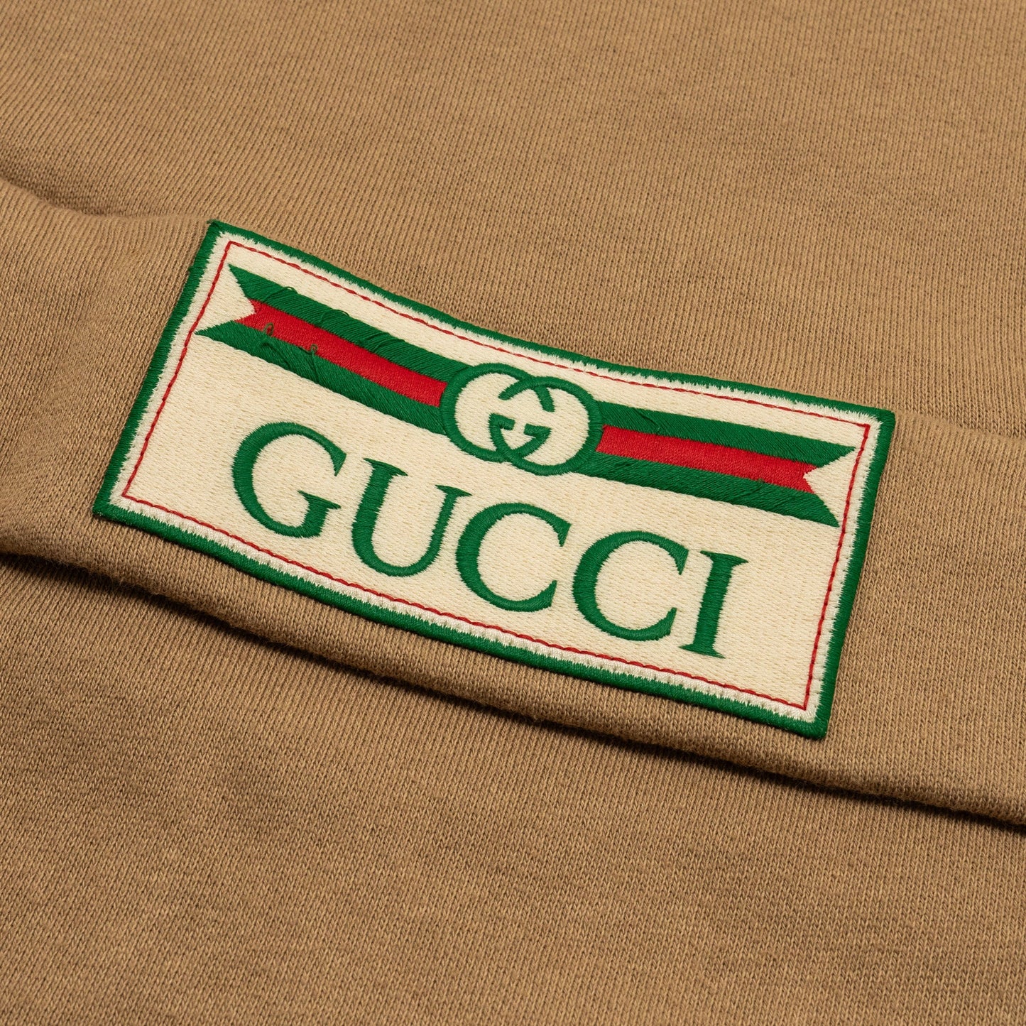 GUCCI Size XS Vintage Logo Sweatshirt Cotton Carmel/Multicolour