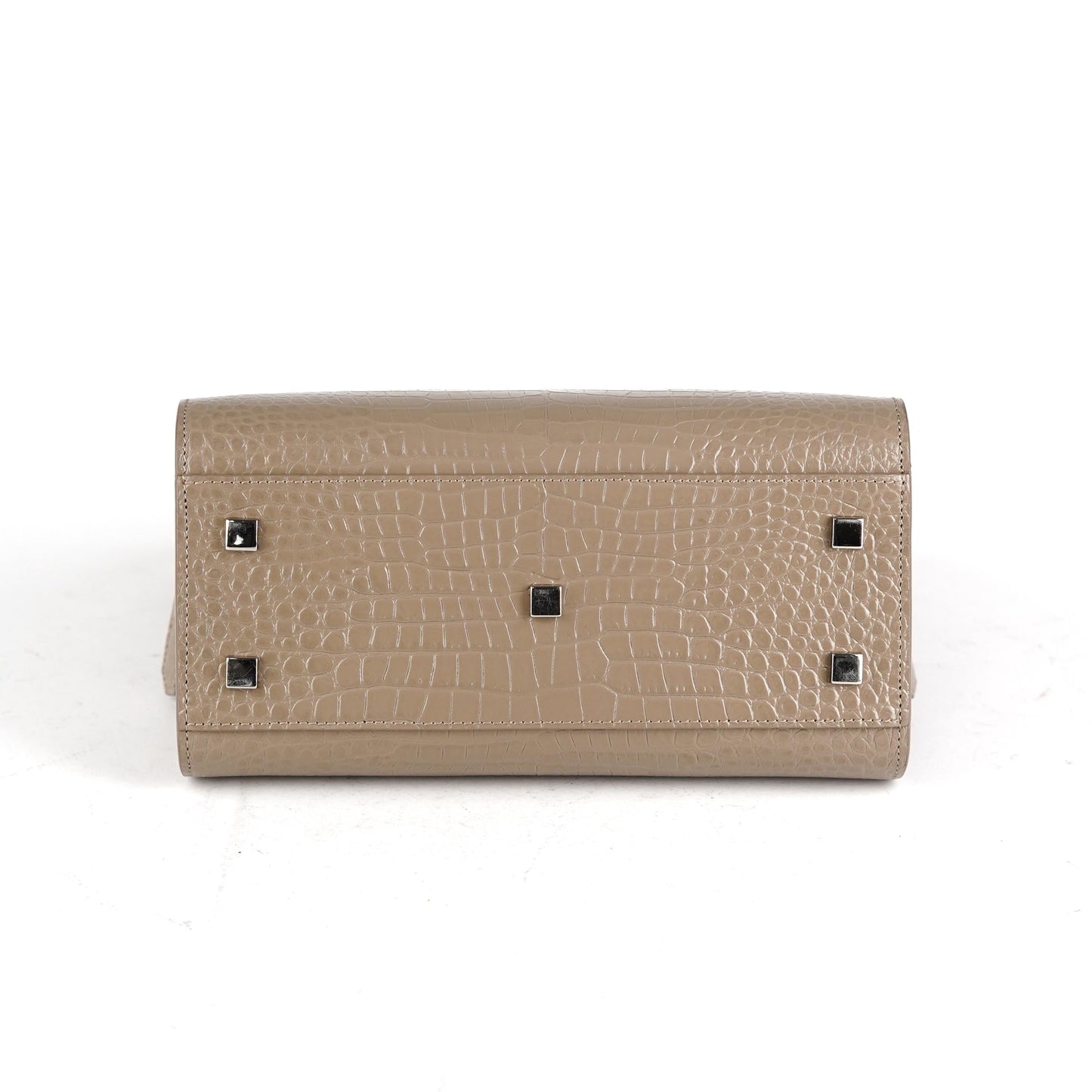 Saint Laurent Uptown Croc-Leather Tote Small Taupe