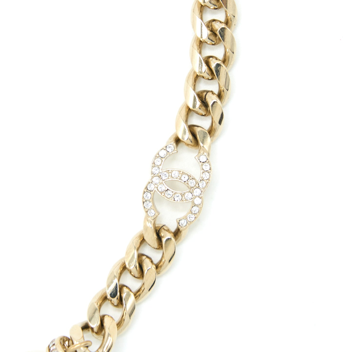 Chanel No.5 Perfume Bottle Chocker/ Necklace Crystal/Pearl Light Gold Tone