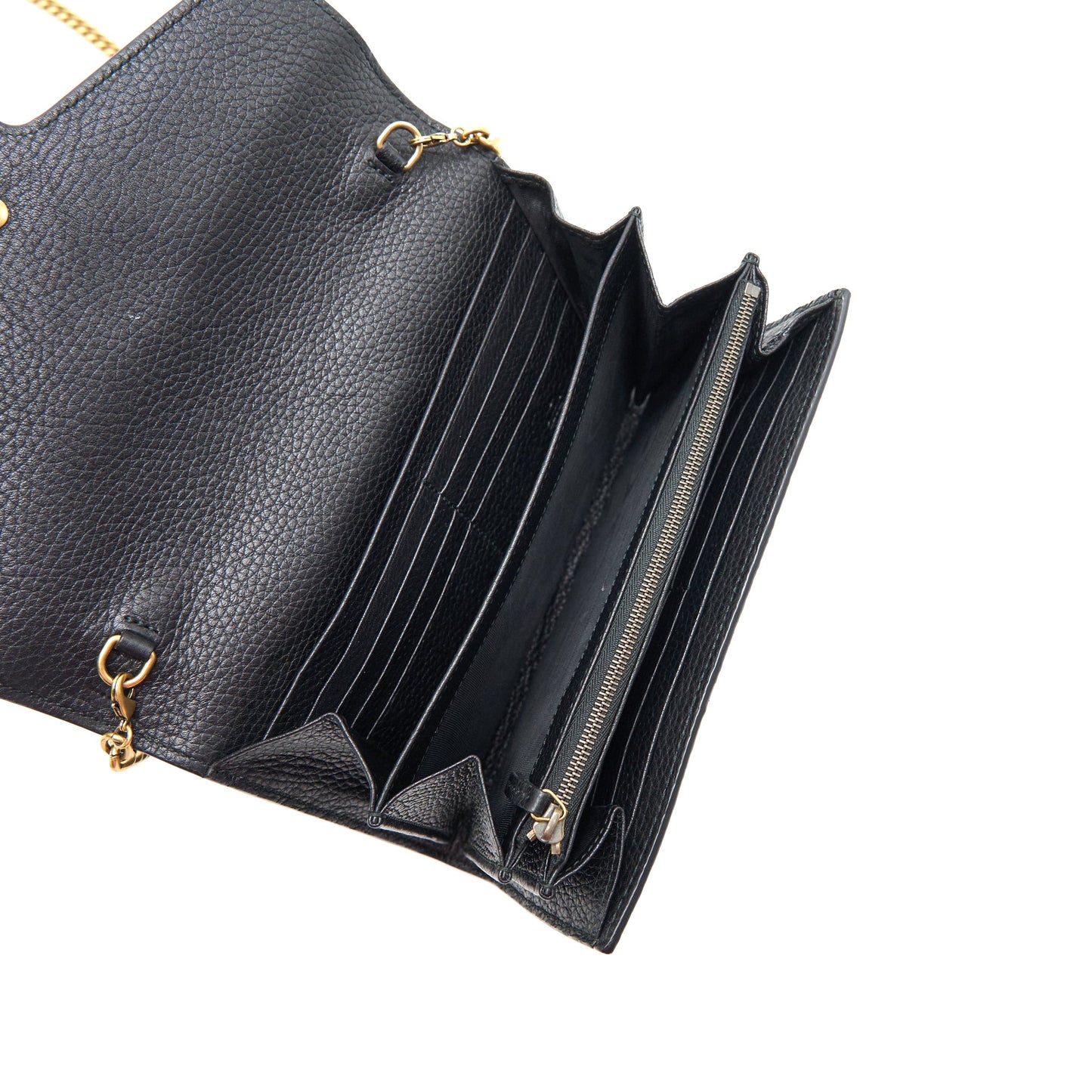 Gucci Grained Calfskin GG Logo Wallet on Chain with