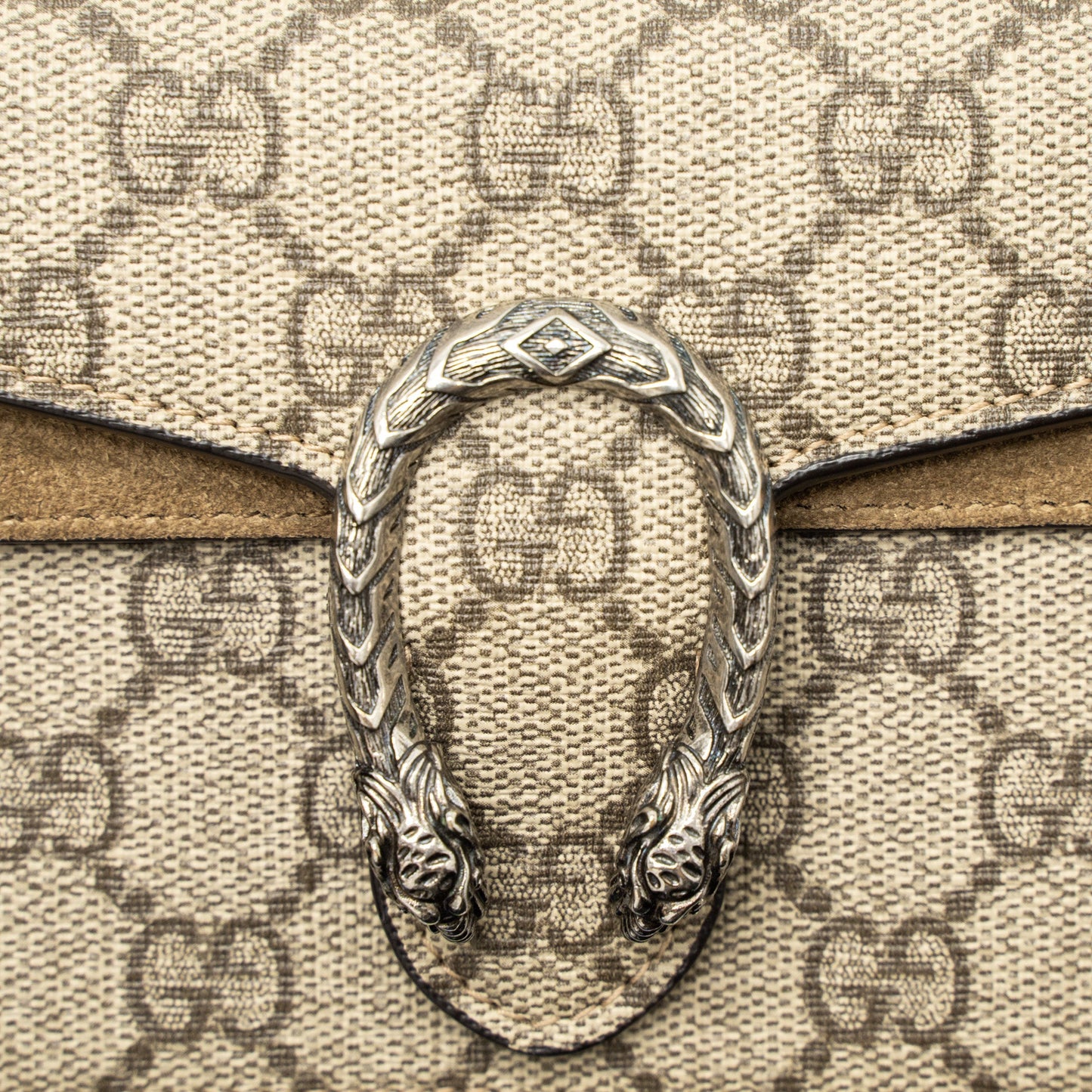 Gucci Dionysus Super Mini Bag GG Supreme/Suede Beige SHW