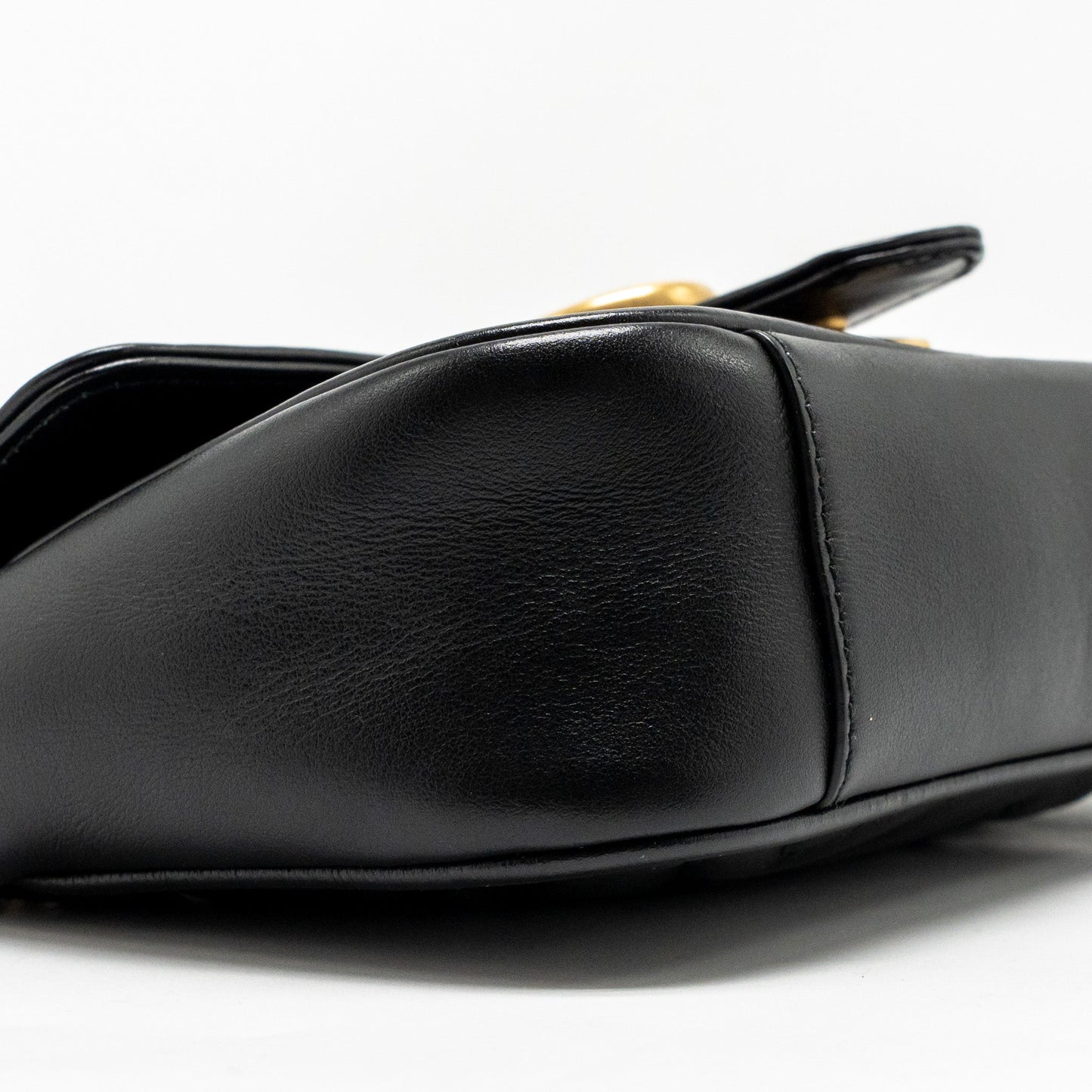 GUCCI Mini GG Marmont Shoulder Bag Calfskin Black