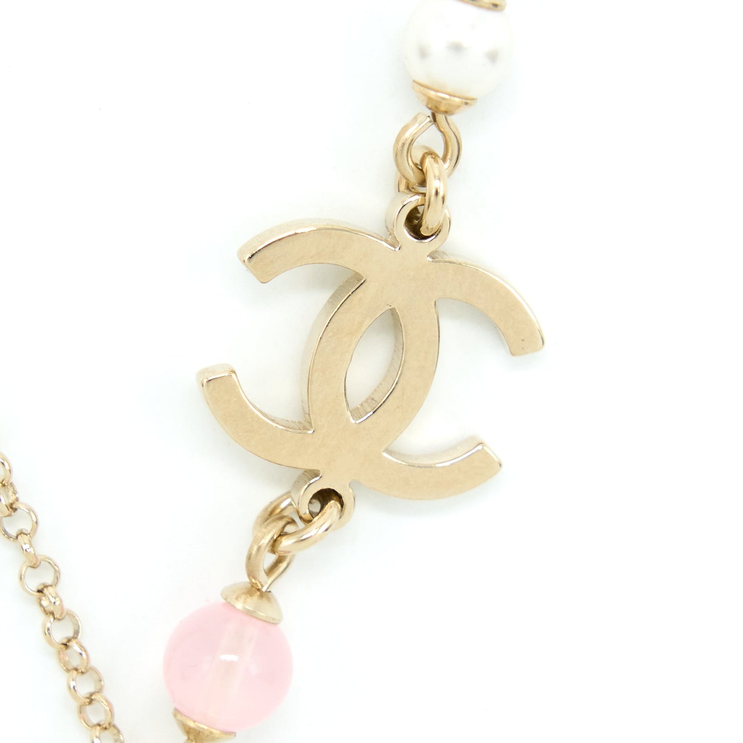 Chanel Heart Necklace Light Gold Tone