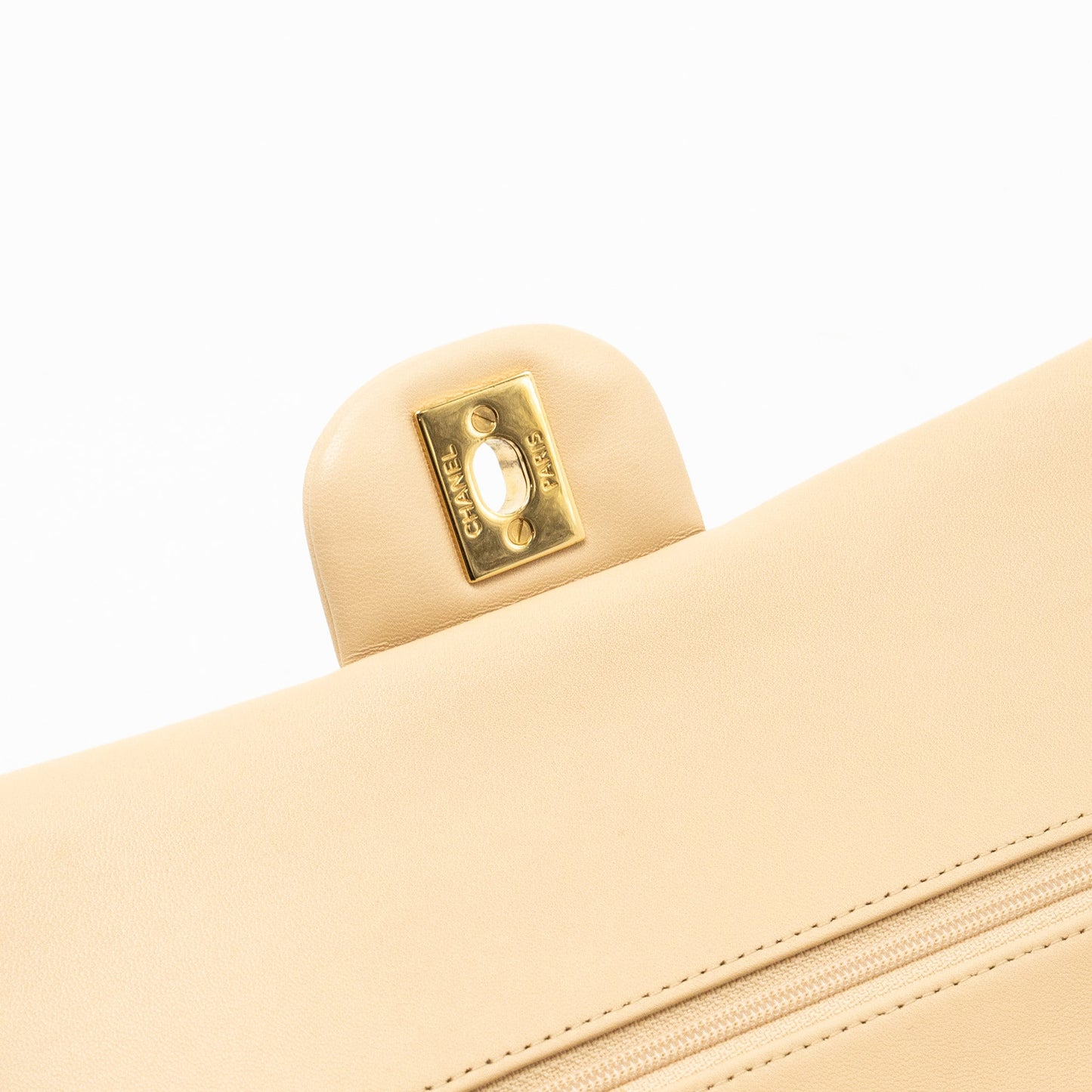 Chanel Medium Classic Double Flat Bag Lambskin Beige