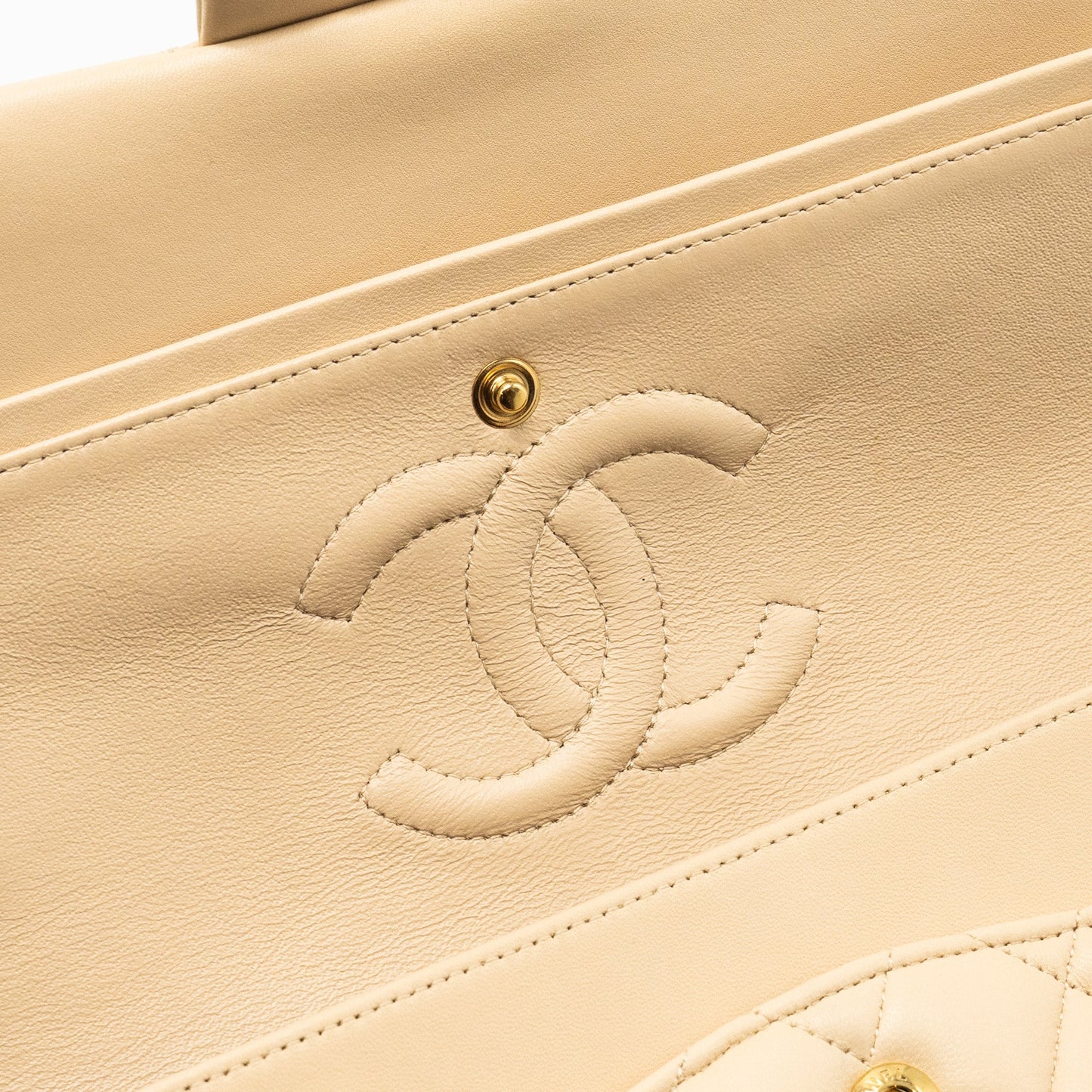 Chanel Medium Classic Double Flat Bag Lambskin Beige