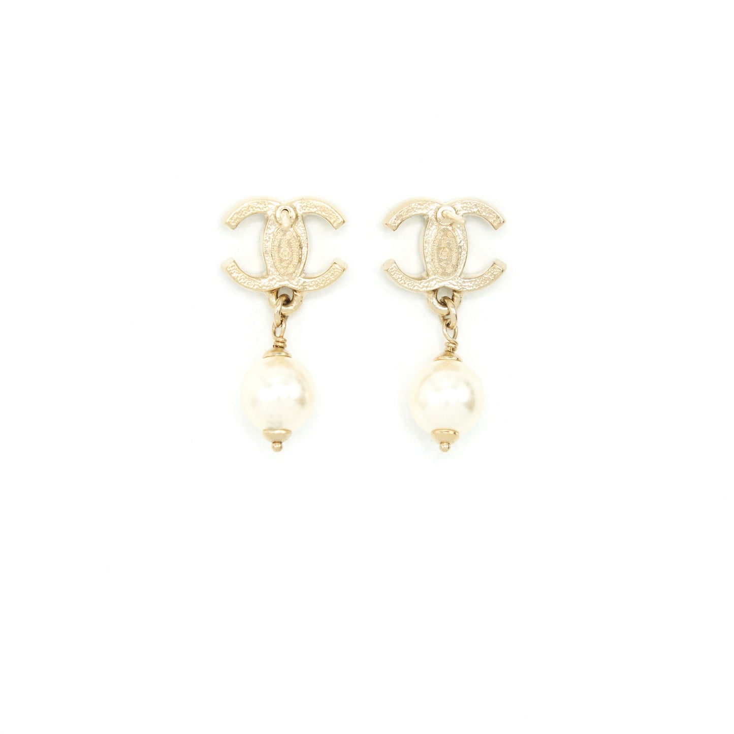 Chanel CC logo crystal with pearl drop earring L
