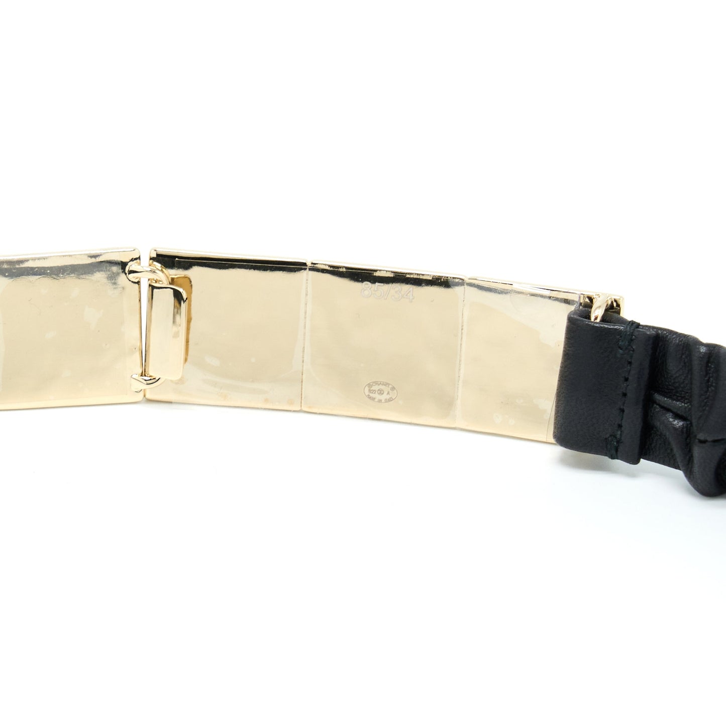 Chanel Belt Lambskin, Metal & Resin Black & White L