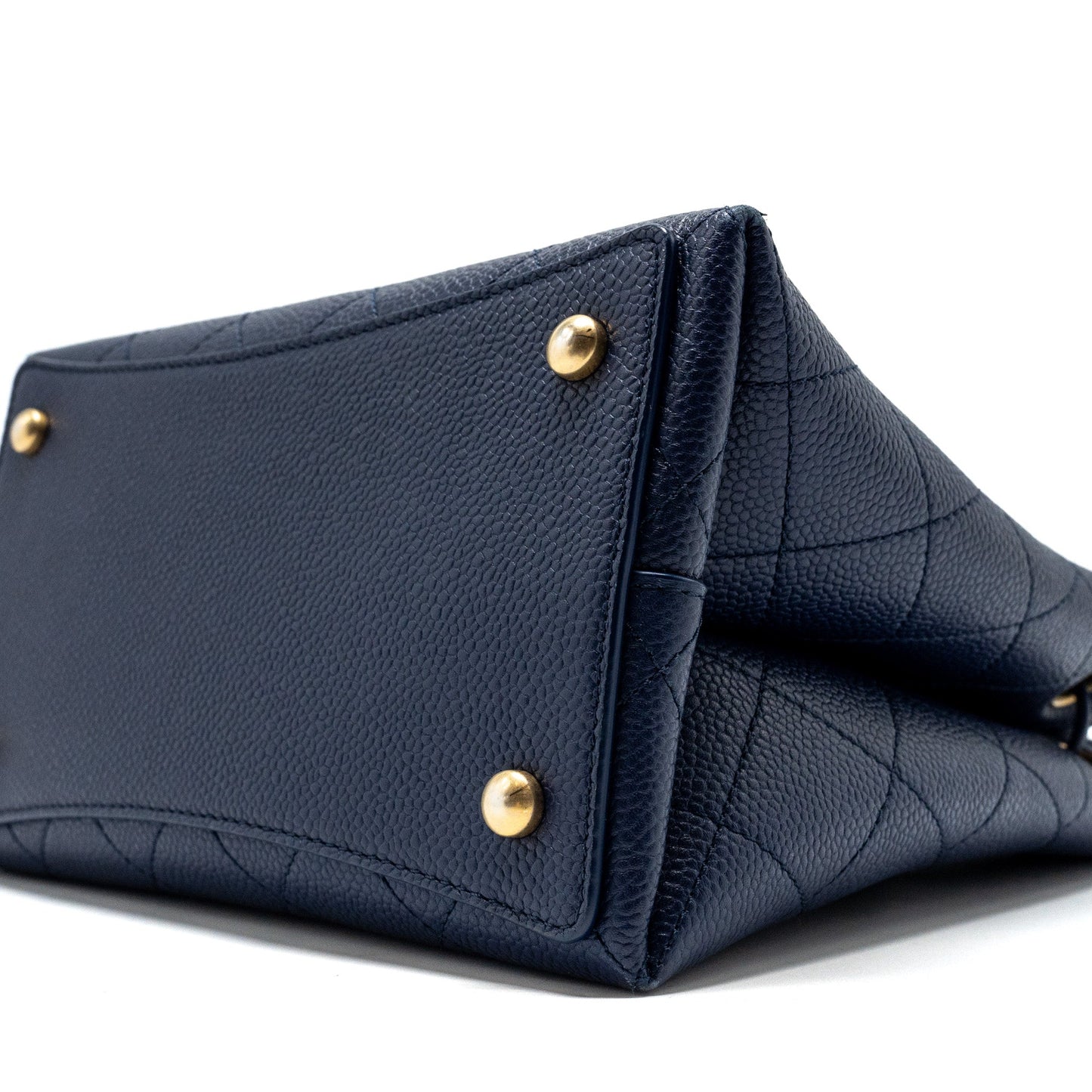 Chanel Top Handle Drawstring Bucket Bag Caviar Navy