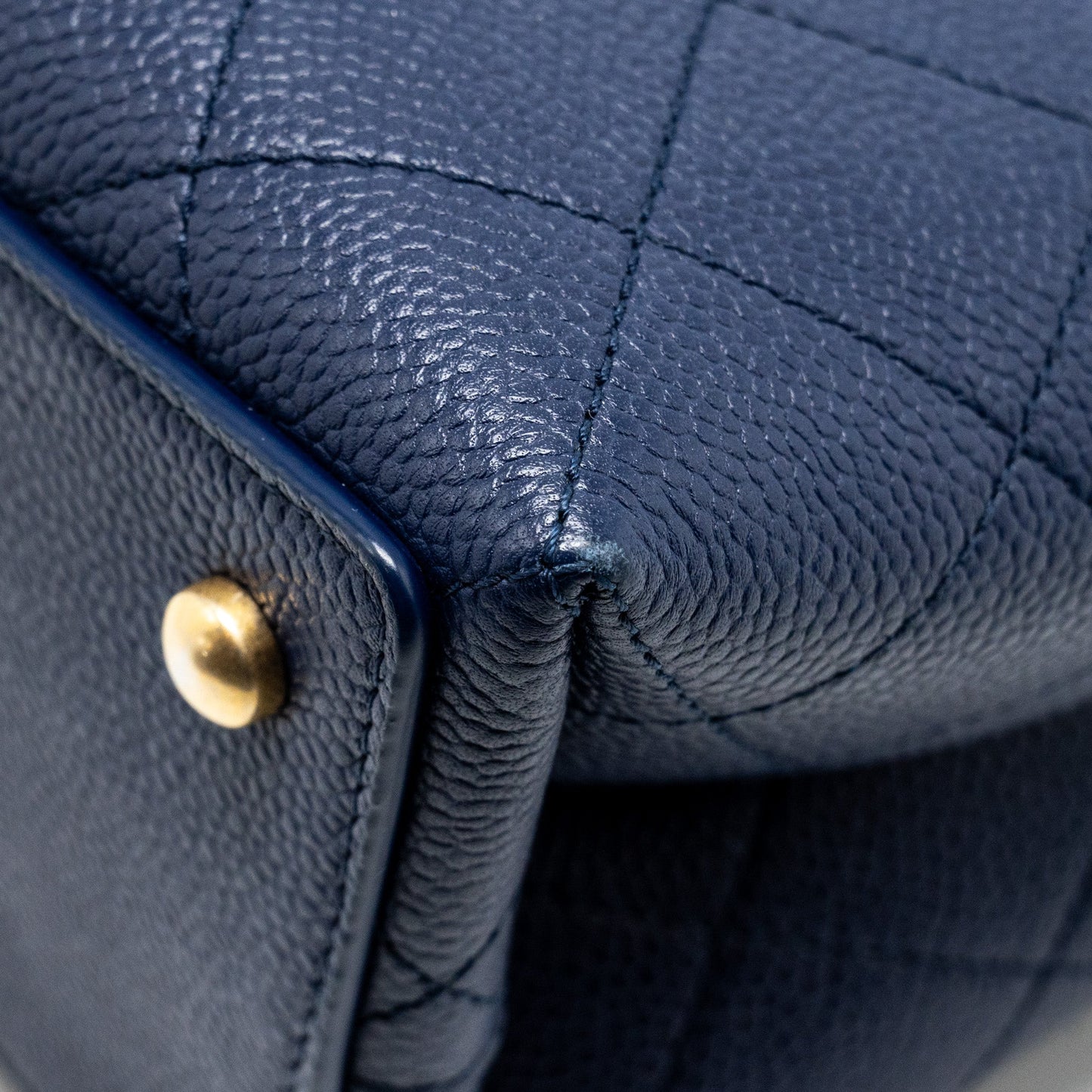 Chanel Top Handle Drawstring Bucket Bag Caviar Navy